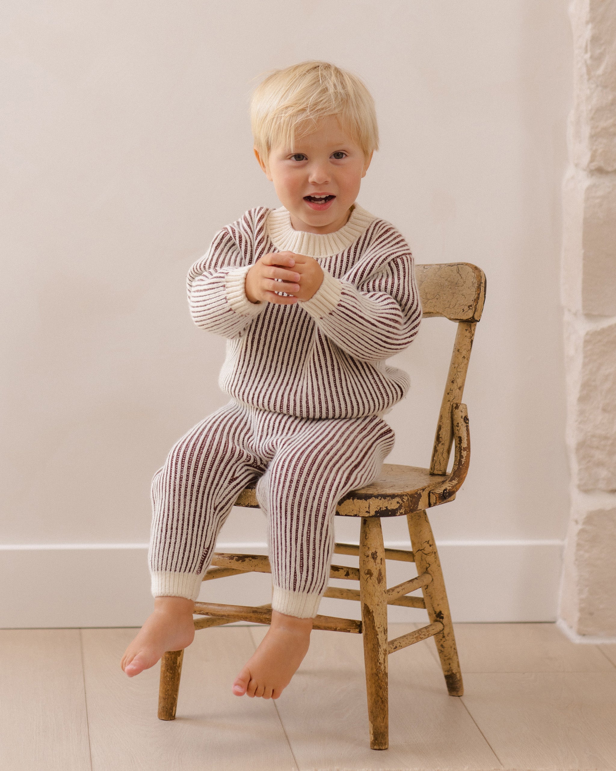 Relaxed Knit Sweater Black Cherry Stripe - Rylee + Cru | Kids Clothes | Trendy Baby Clothes | Modern Infant Outfits |