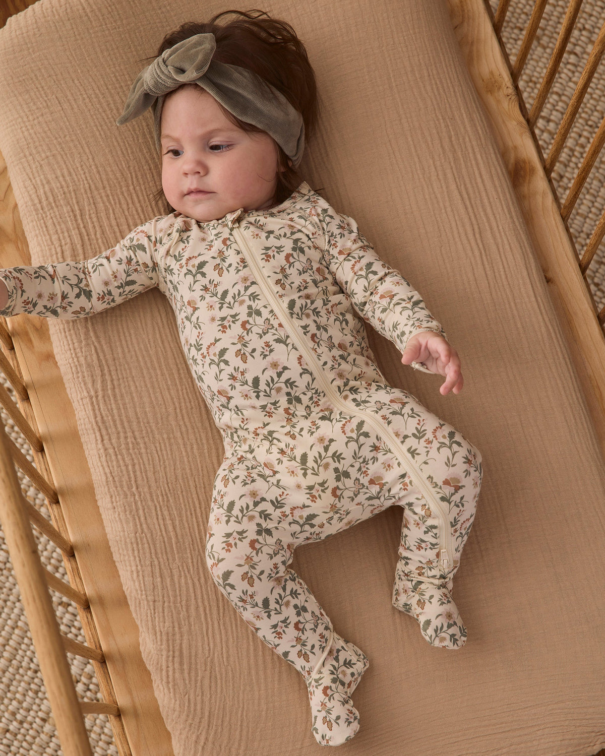 Bamboo Zip Footie Holiday Floral - Rylee + Cru | Kids Clothes | Trendy Baby Clothes | Modern Infant Outfits |