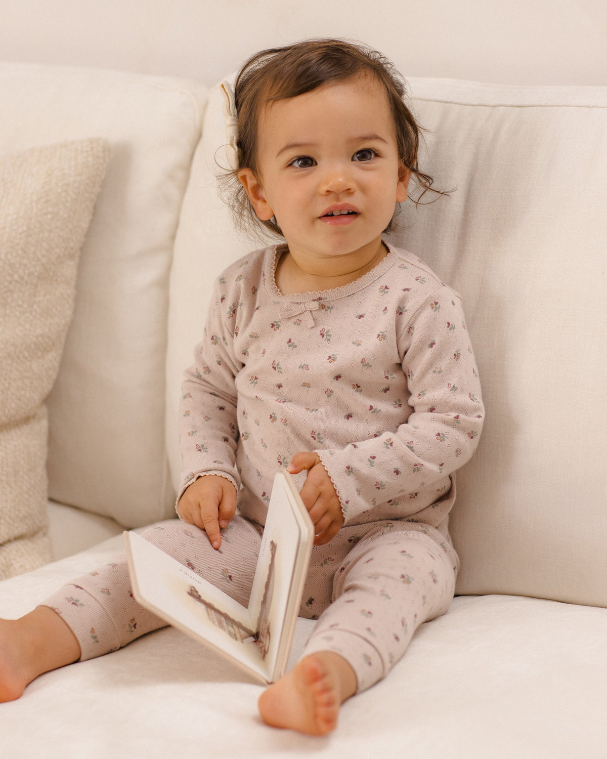 Pointelle Long Sleeve Tee + Legging Heart Ditsy - Rylee + Cru | Kids Clothes | Trendy Baby Clothes | Modern Infant Outfits |