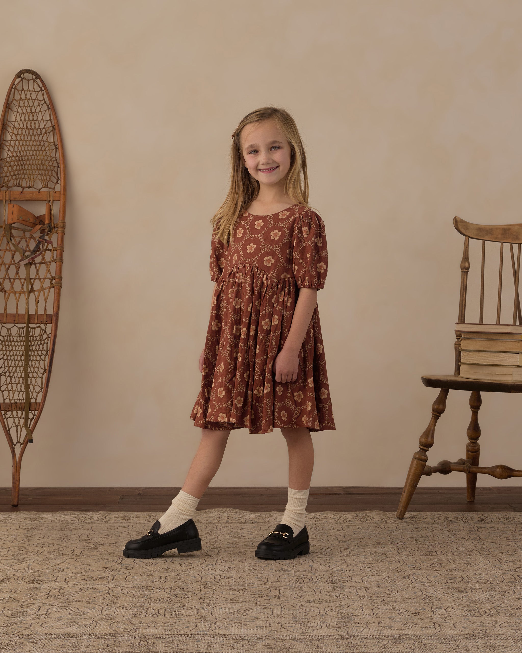 Rose Dress Brick Daisies - Rylee + Cru | Kids Clothes | Trendy Baby Clothes | Modern Infant Outfits |