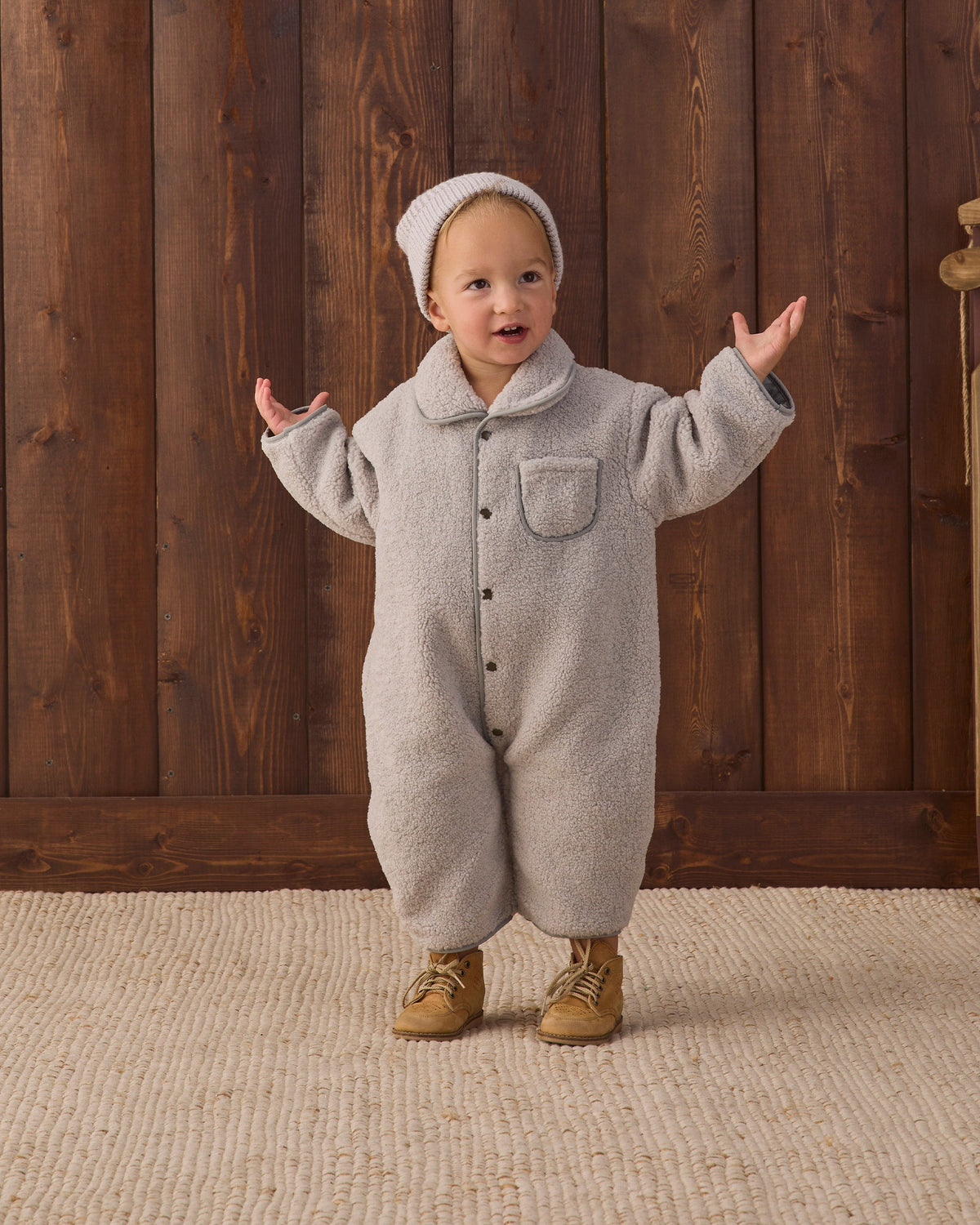Shearling Jumpsuit Fog - Rylee + Cru | Kids Clothes | Trendy Baby Clothes | Modern Infant Outfits |