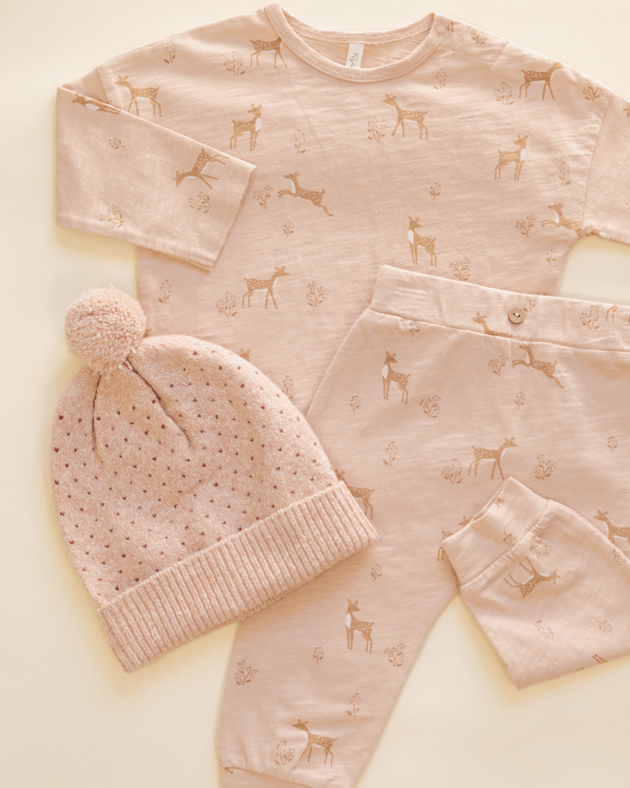 Long Sleeve Tee + Pant Set Fawns - Rylee + Cru | Kids Clothes | Trendy Baby Clothes | Modern Infant Outfits |