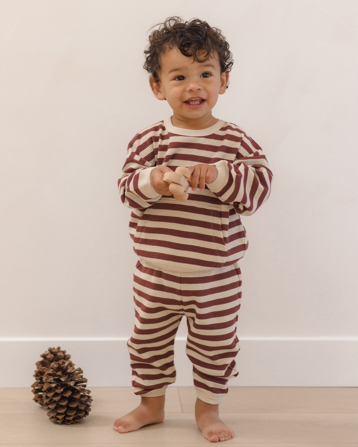 Waffle Slouch Set Black Cherry Stripe - Rylee + Cru | Kids Clothes | Trendy Baby Clothes | Modern Infant Outfits |