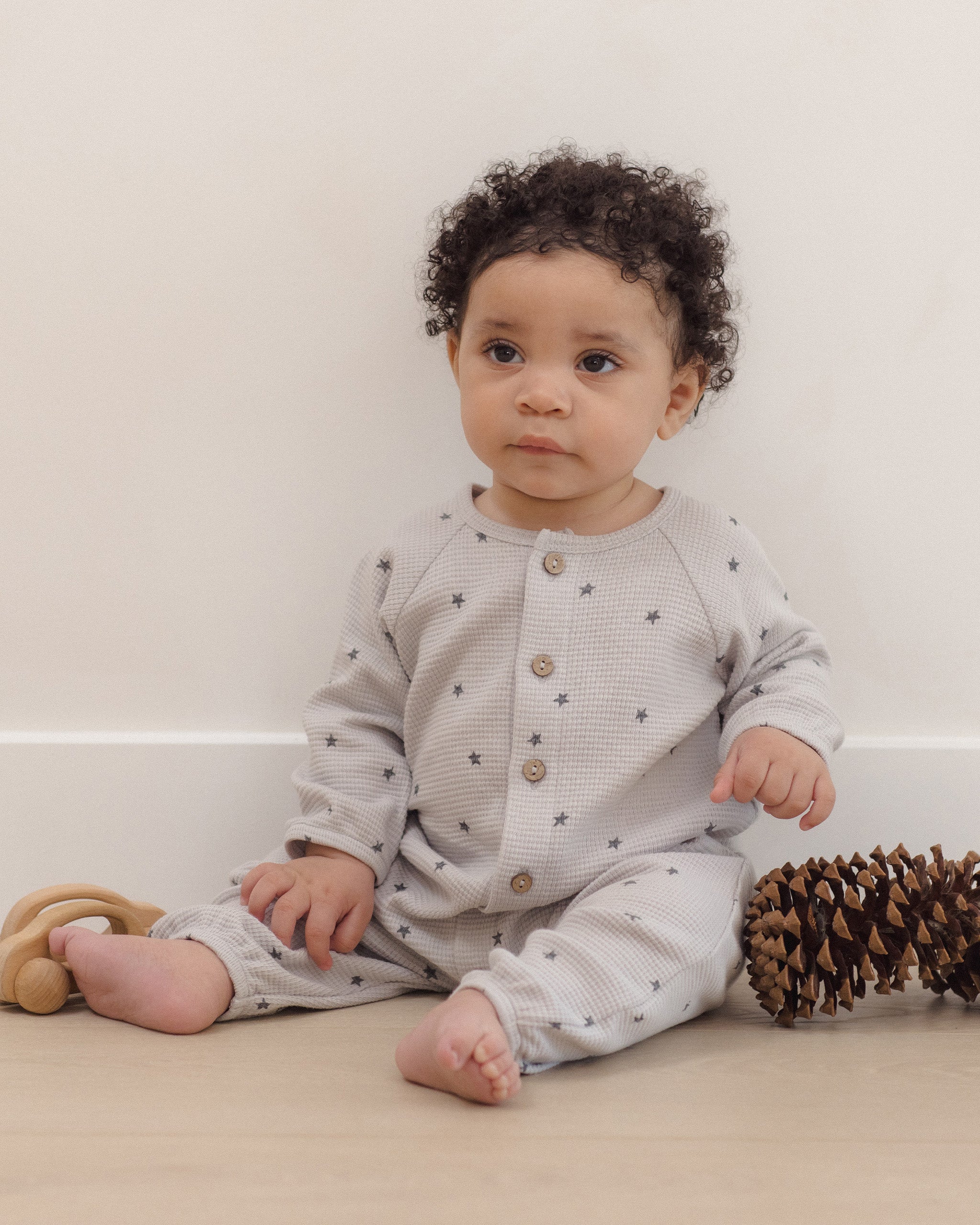 Waffle Long Sleeve Jumpsuit Stars - Rylee + Cru | Kids Clothes | Trendy Baby Clothes | Modern Infant Outfits |