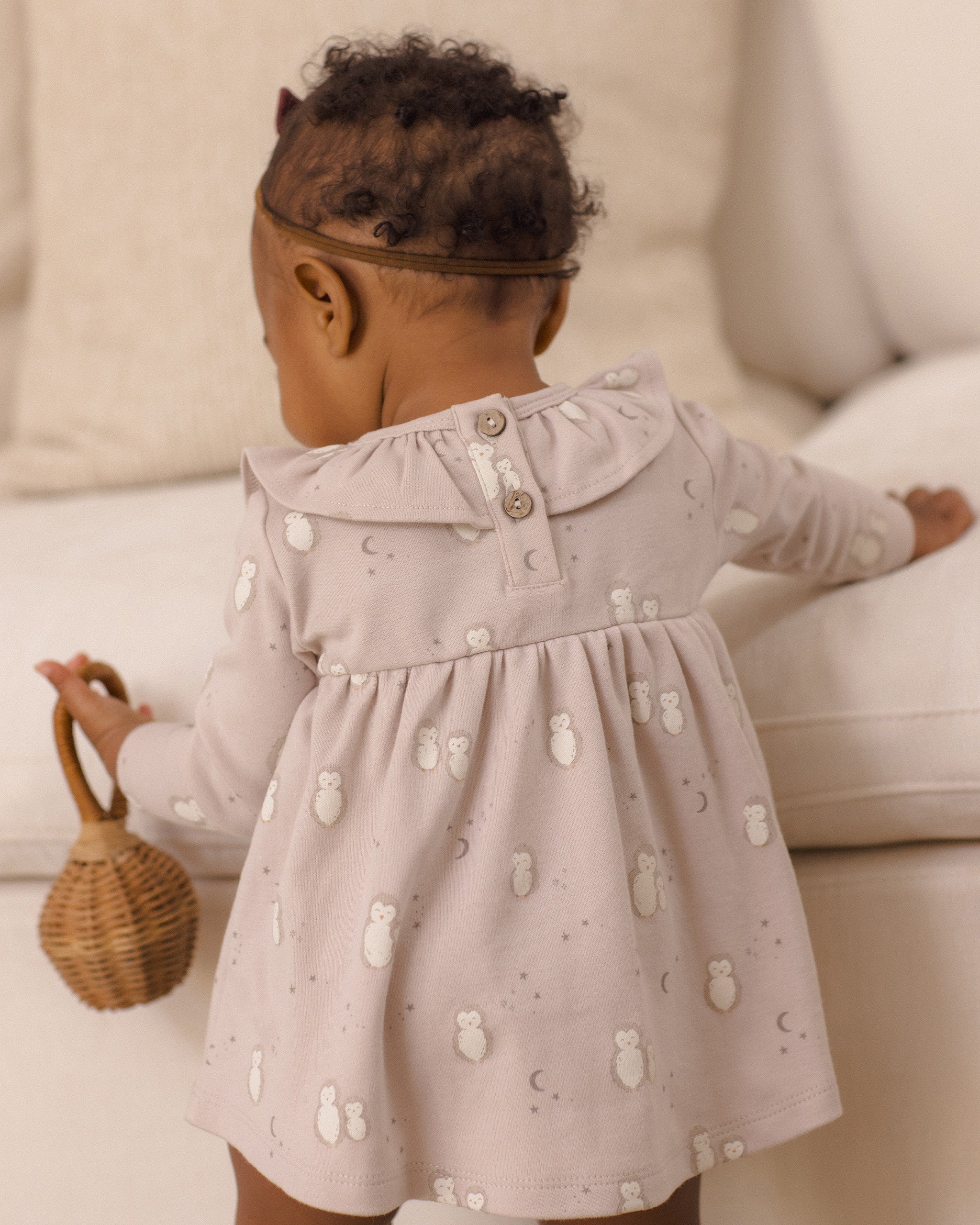 Ruffle Collar Jersey Dress Owls - Rylee + Cru | Kids Clothes | Trendy Baby Clothes | Modern Infant Outfits |