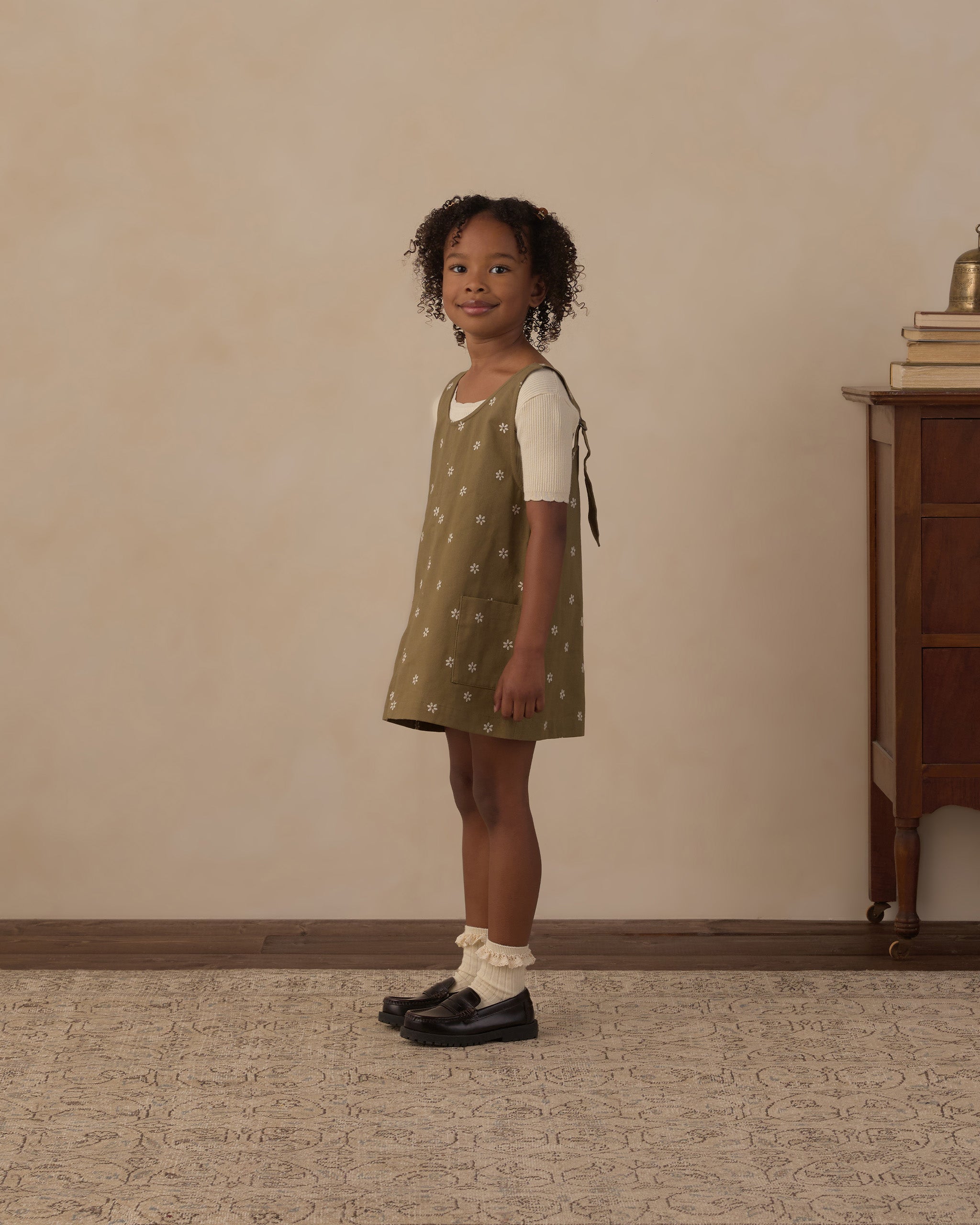 V-Neck Overall Dress Embroidered Daisies - Rylee + Cru | Kids Clothes | Trendy Baby Clothes | Modern Infant Outfits |
