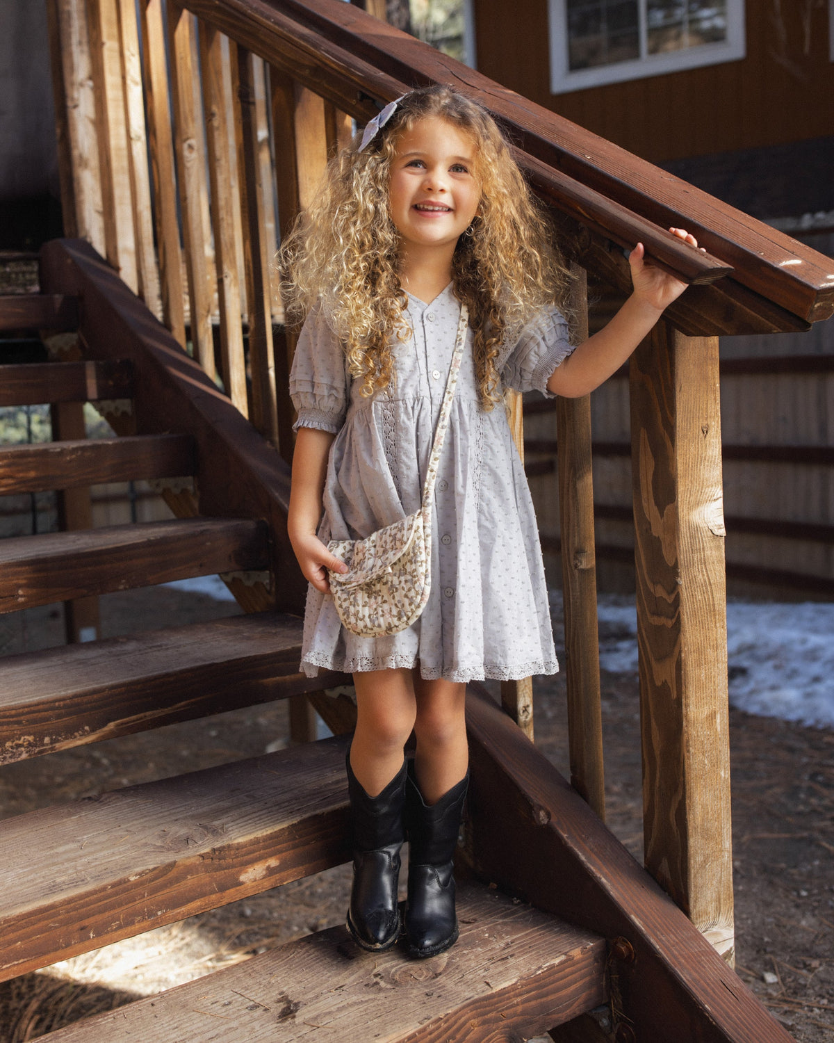 Lana Dress Dusty Blue - Rylee + Cru | Kids Clothes | Trendy Baby Clothes | Modern Infant Outfits |