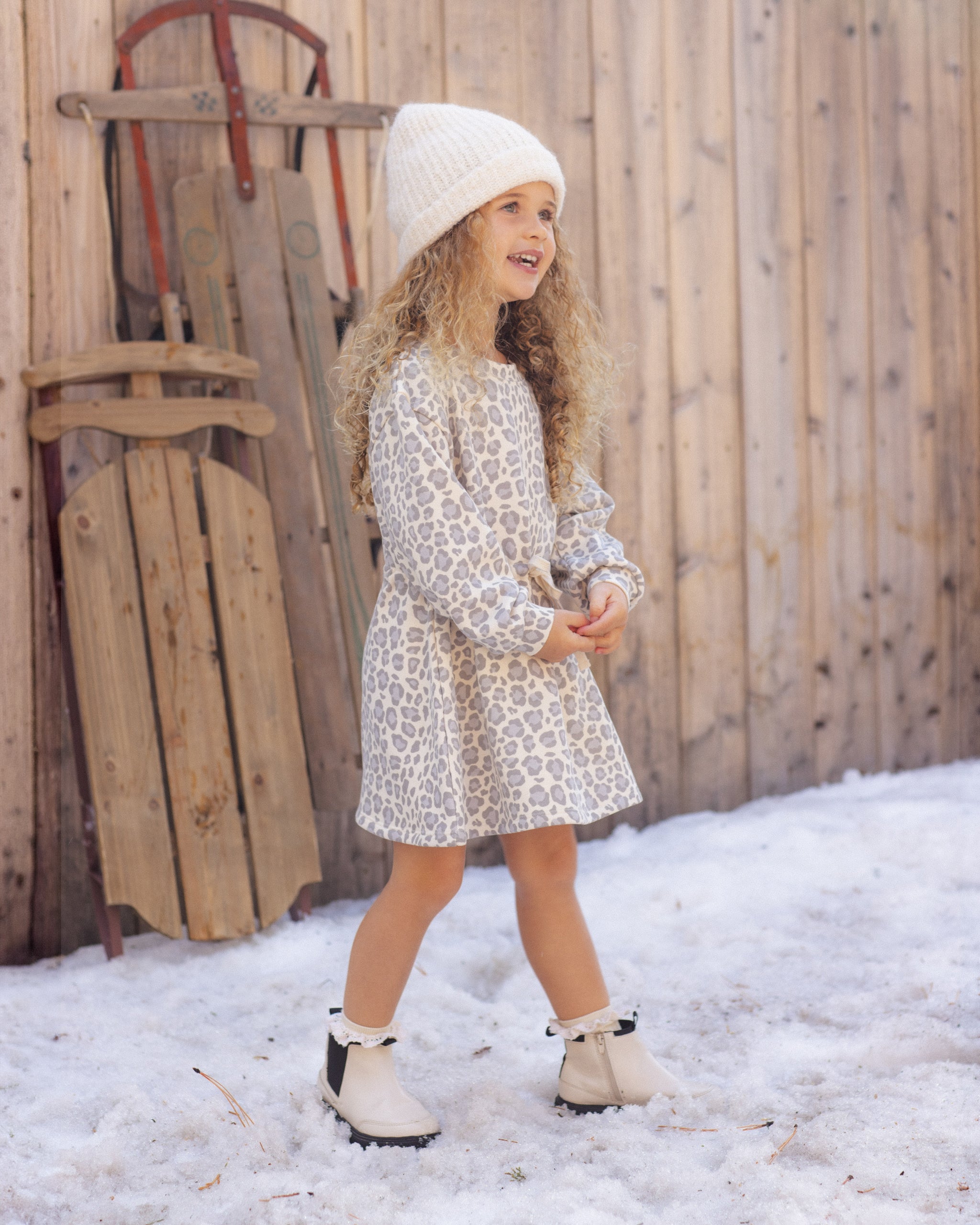 Tate Dress Blue Leopard - Rylee + Cru | Kids Clothes | Trendy Baby Clothes | Modern Infant Outfits |