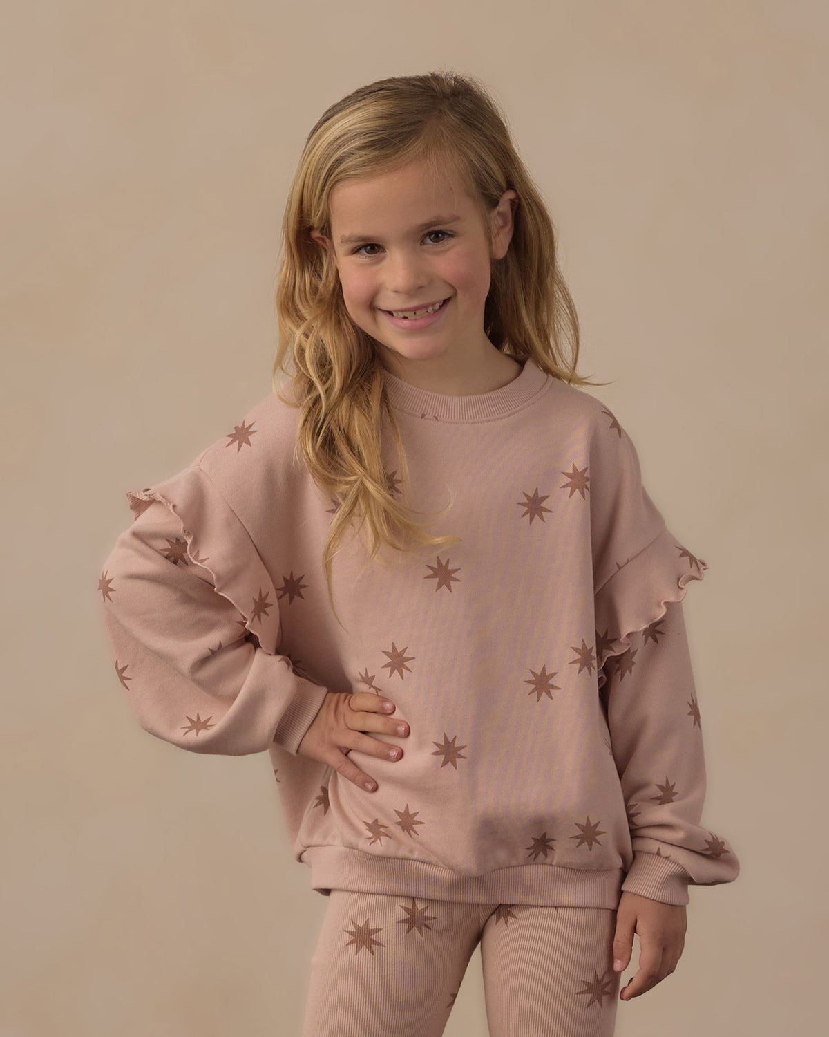 Ruffle Sweatshirt Clay Stars - Rylee + Cru | Kids Clothes | Trendy Baby Clothes | Modern Infant Outfits |