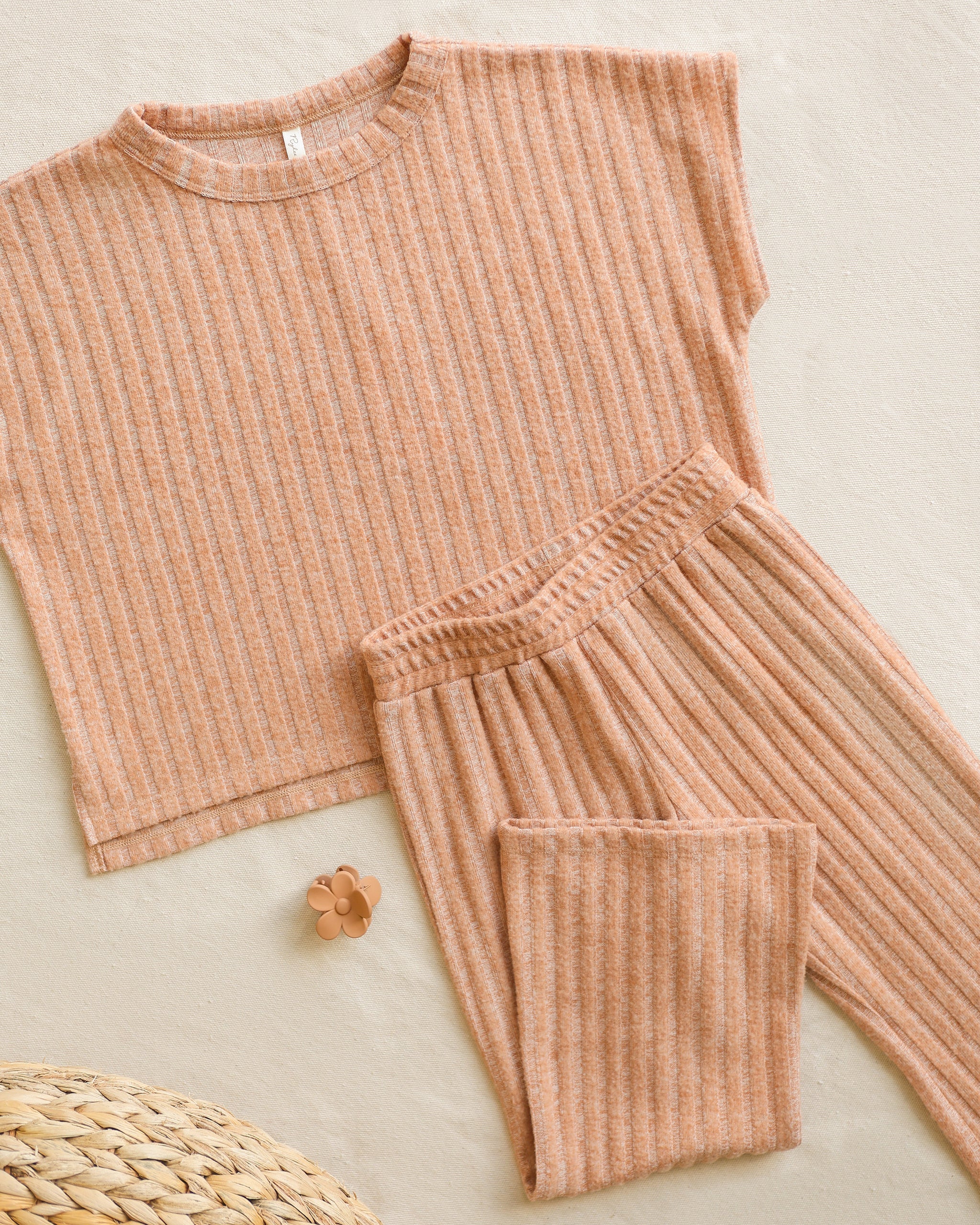 Cozy Rib Knit Set || Grapefruit