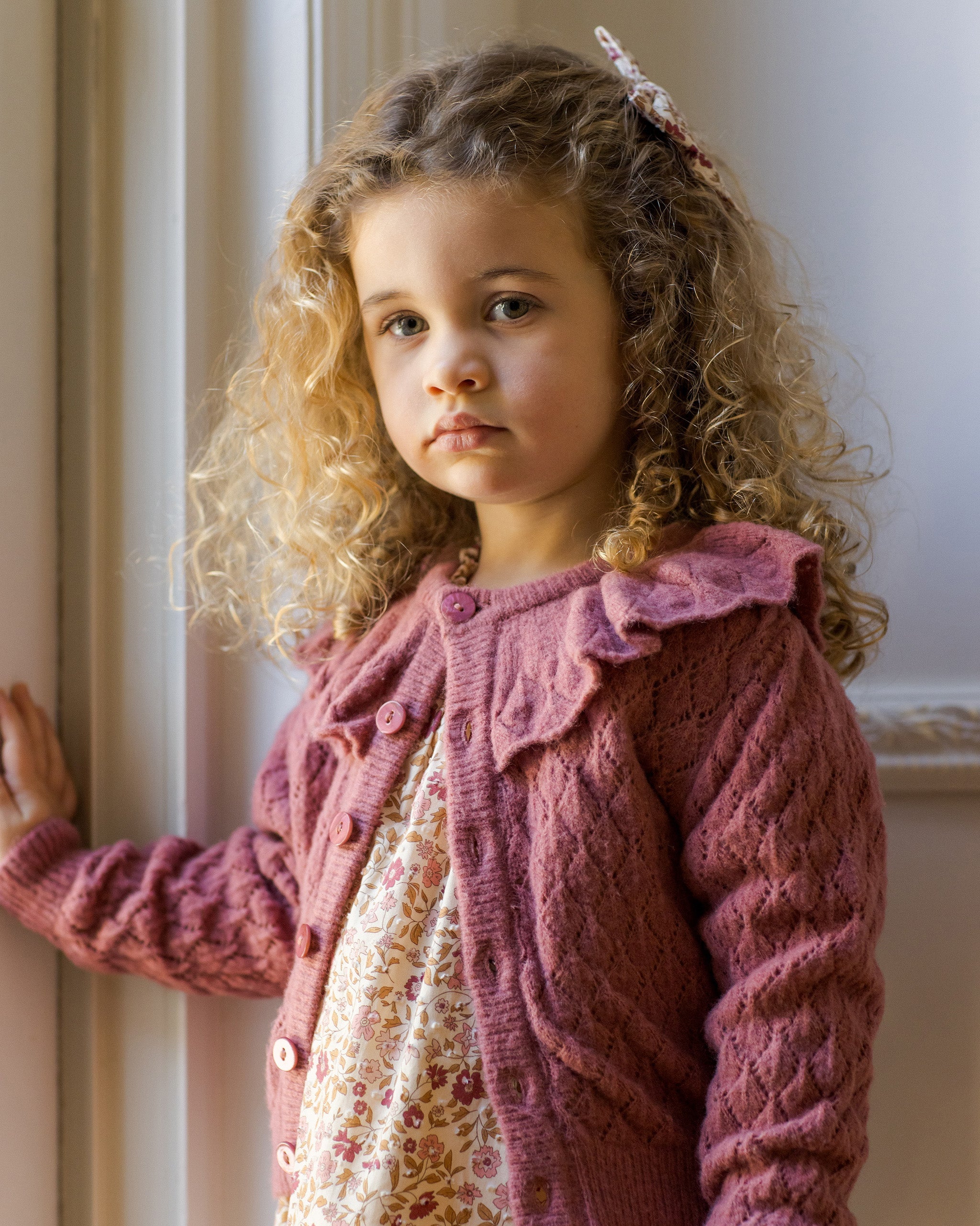 Ruffle Cardigan | Raspberry