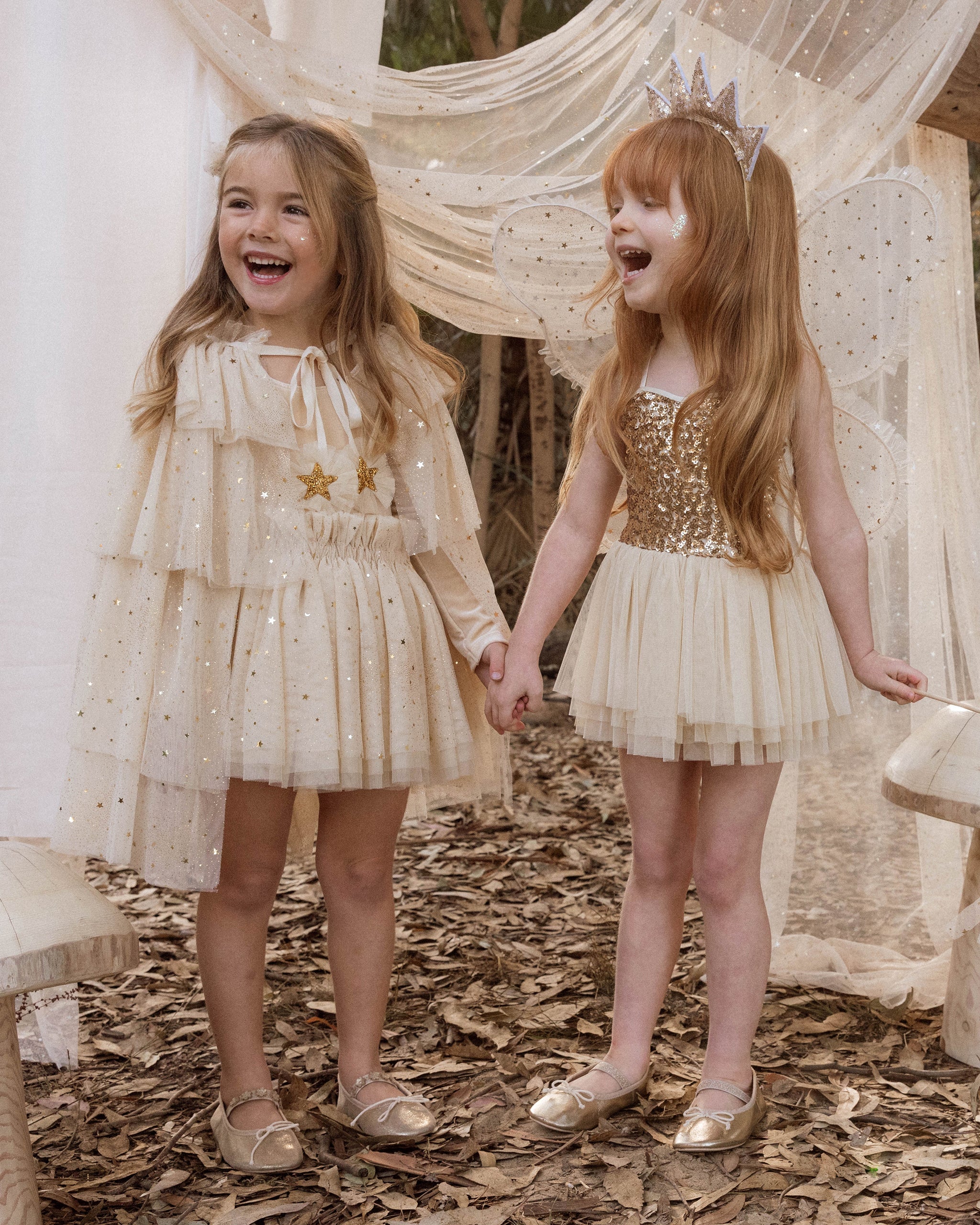 Tulle Cape | Champagne Stars - Rylee + Cru | Kids Clothes | Trendy Baby Clothes | Modern Infant Outfits |
