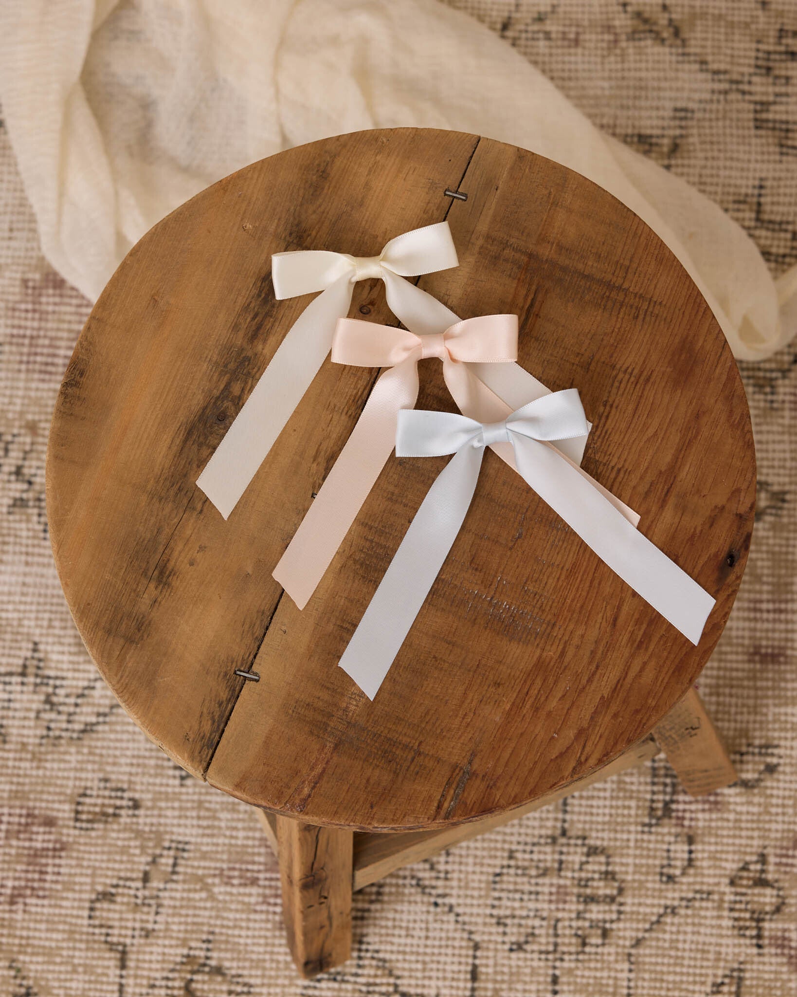 Satin Ribbon Bows || Blush, Ivory, Powder Blue