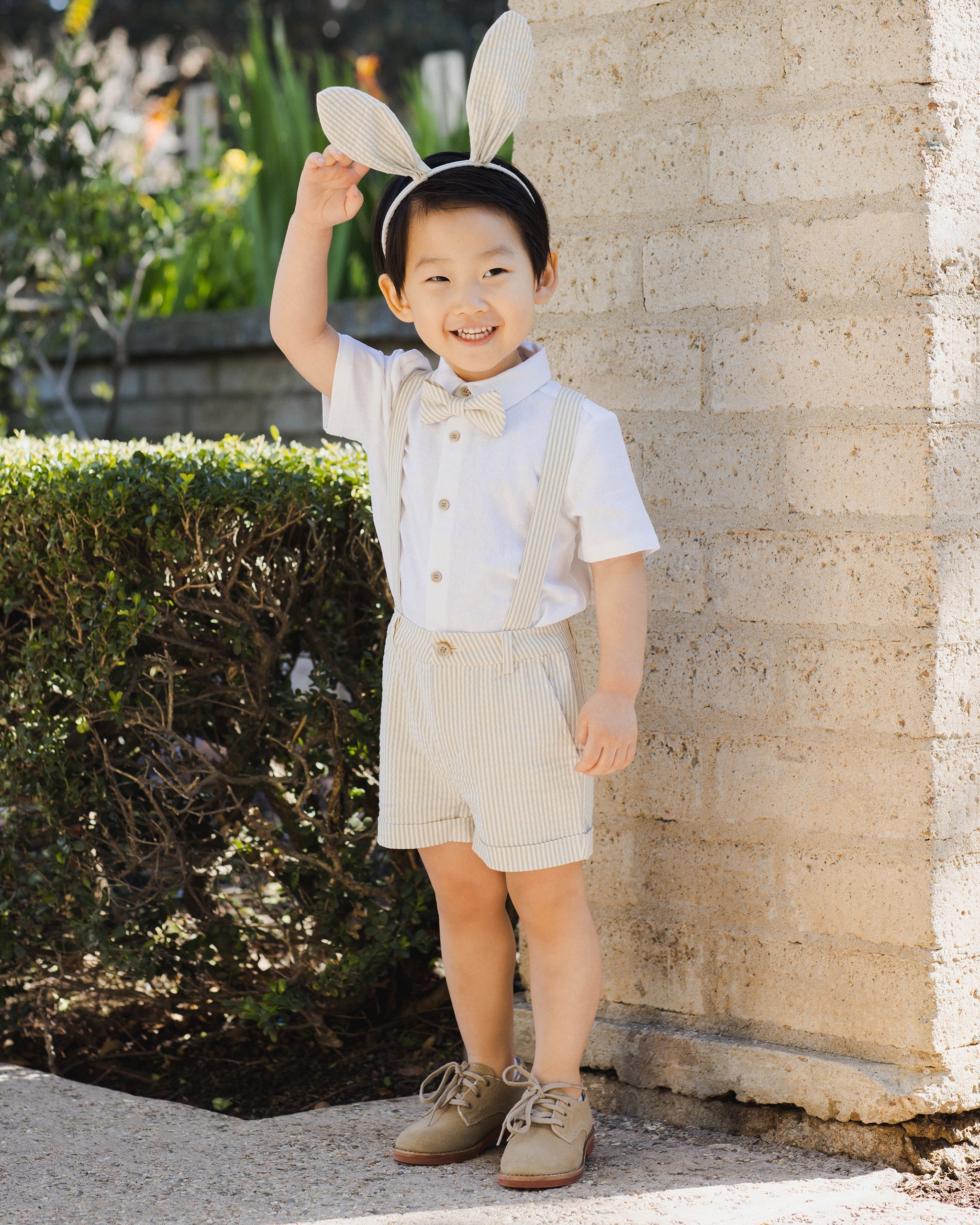 Bunny Headband || Sage Stripe