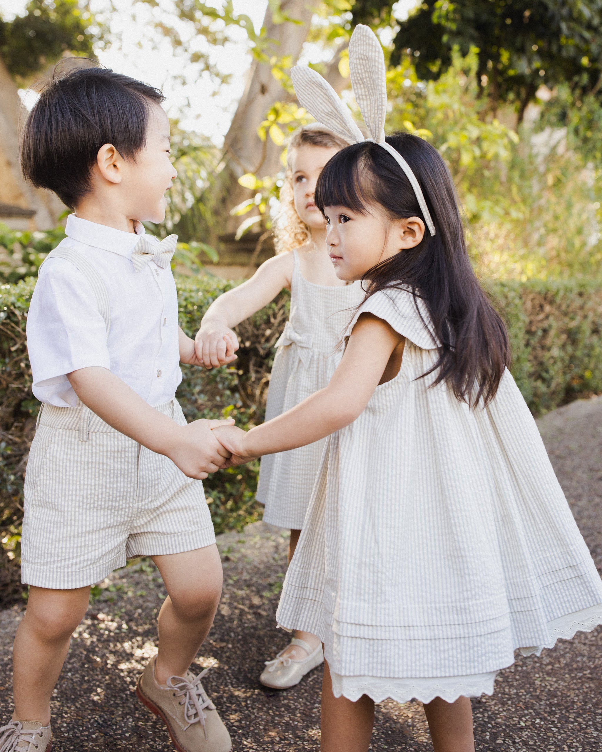 Bunny Headband || Sage Stripe