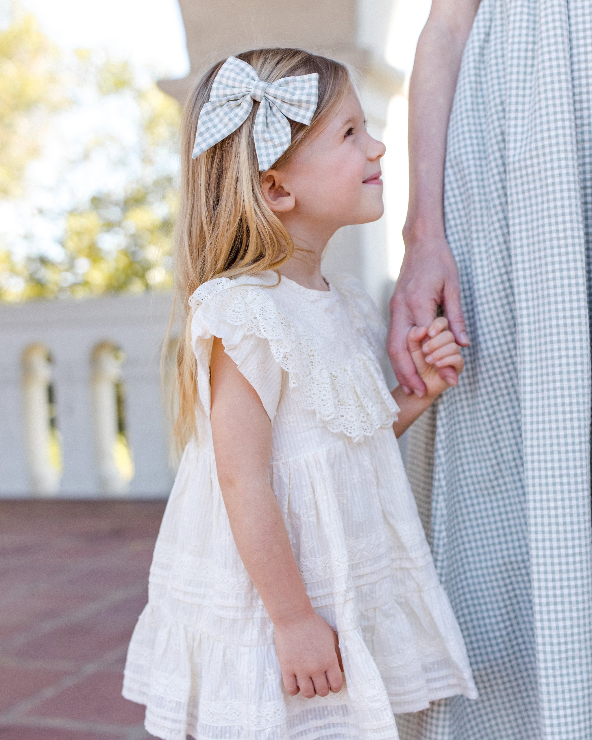 Norah Bow Eucalyptus Check - Rylee + Cru | Kids Clothes | Trendy Baby Clothes | Modern Infant Outfits |