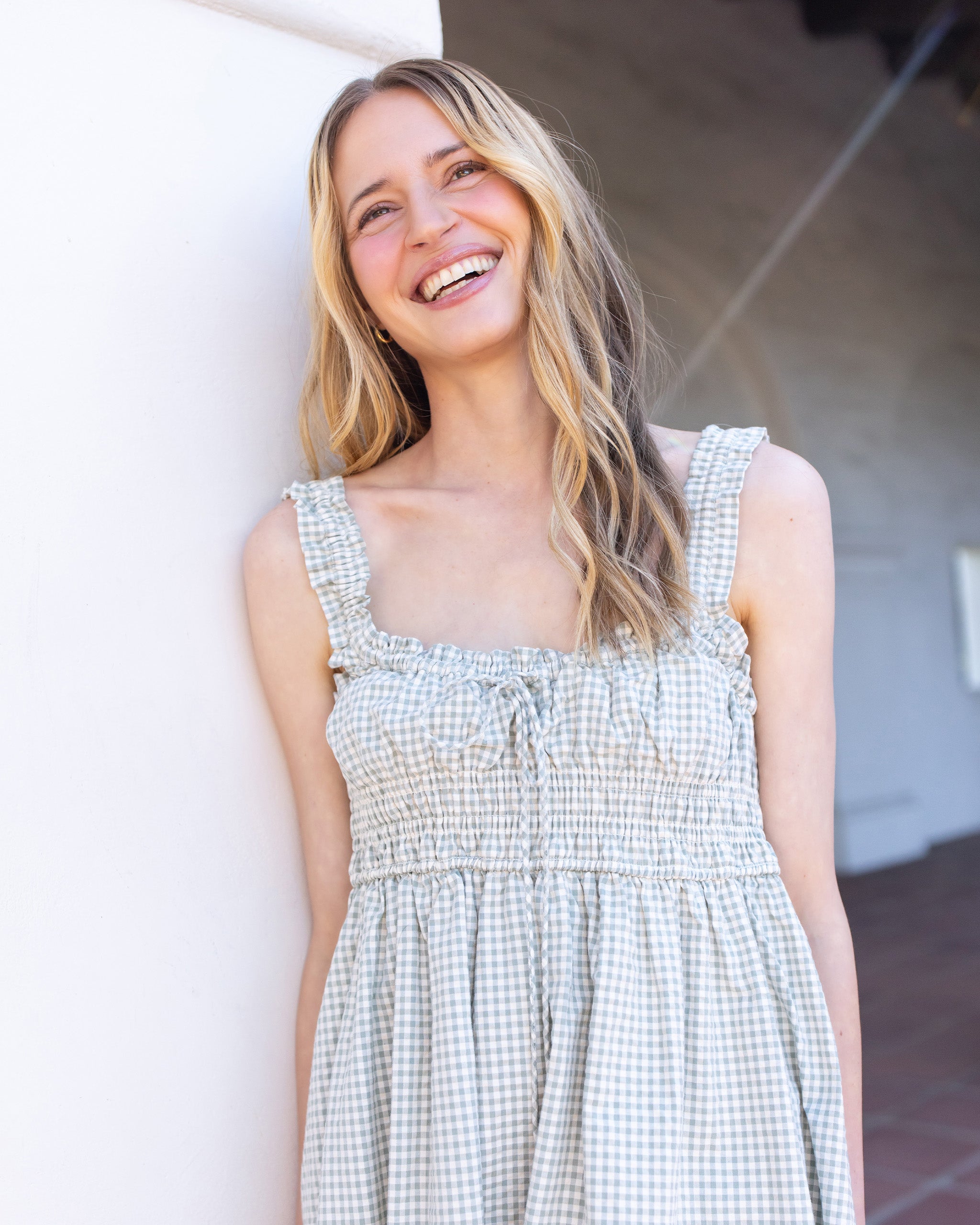 Women's Jane Dress Eucalyptus Check - Rylee + Cru | Kids Clothes | Trendy Baby Clothes | Modern Infant Outfits |