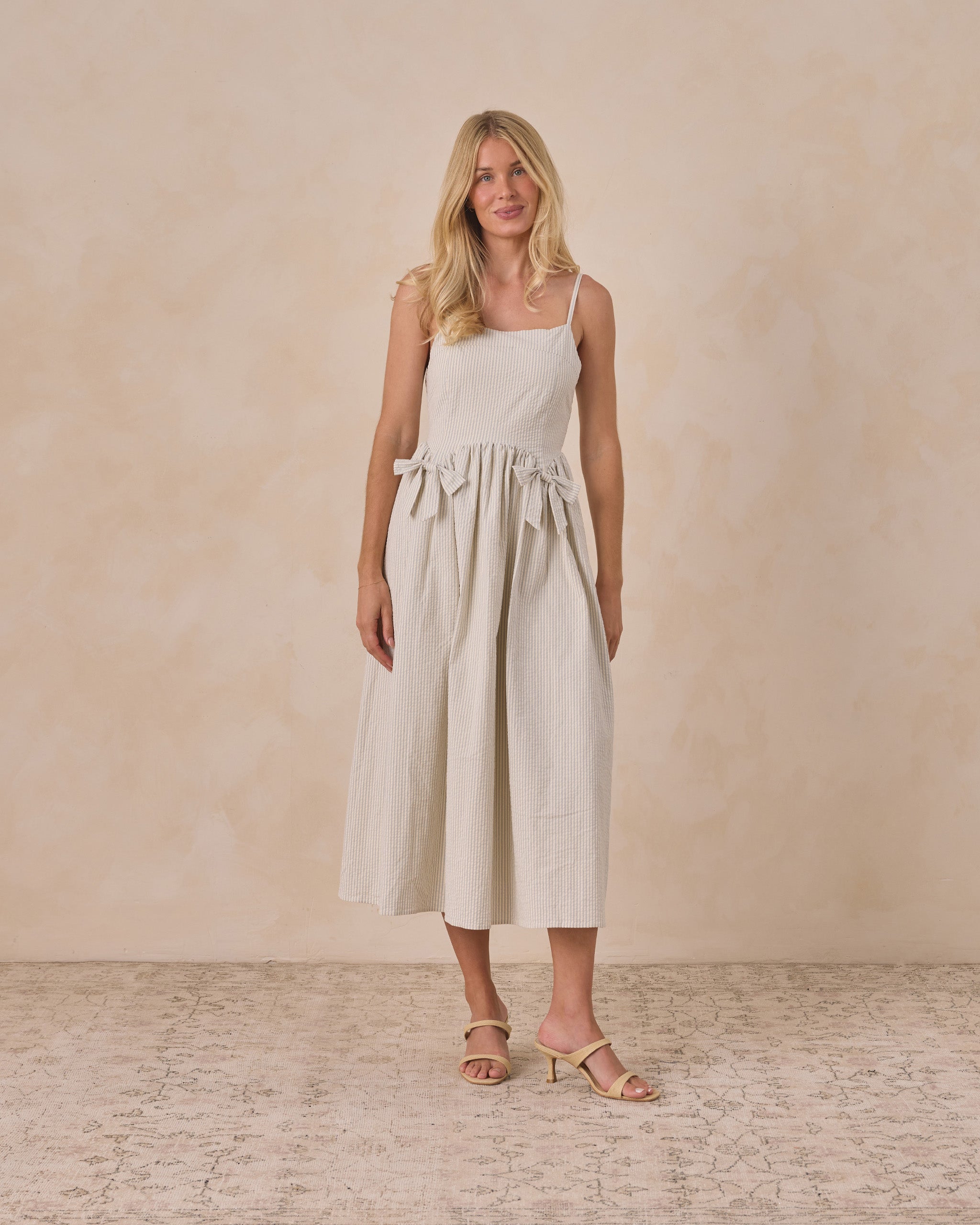 Women's Beatrice Midi Dress Sky Stripe - Rylee + Cru | Kids Clothes | Trendy Baby Clothes | Modern Infant Outfits |