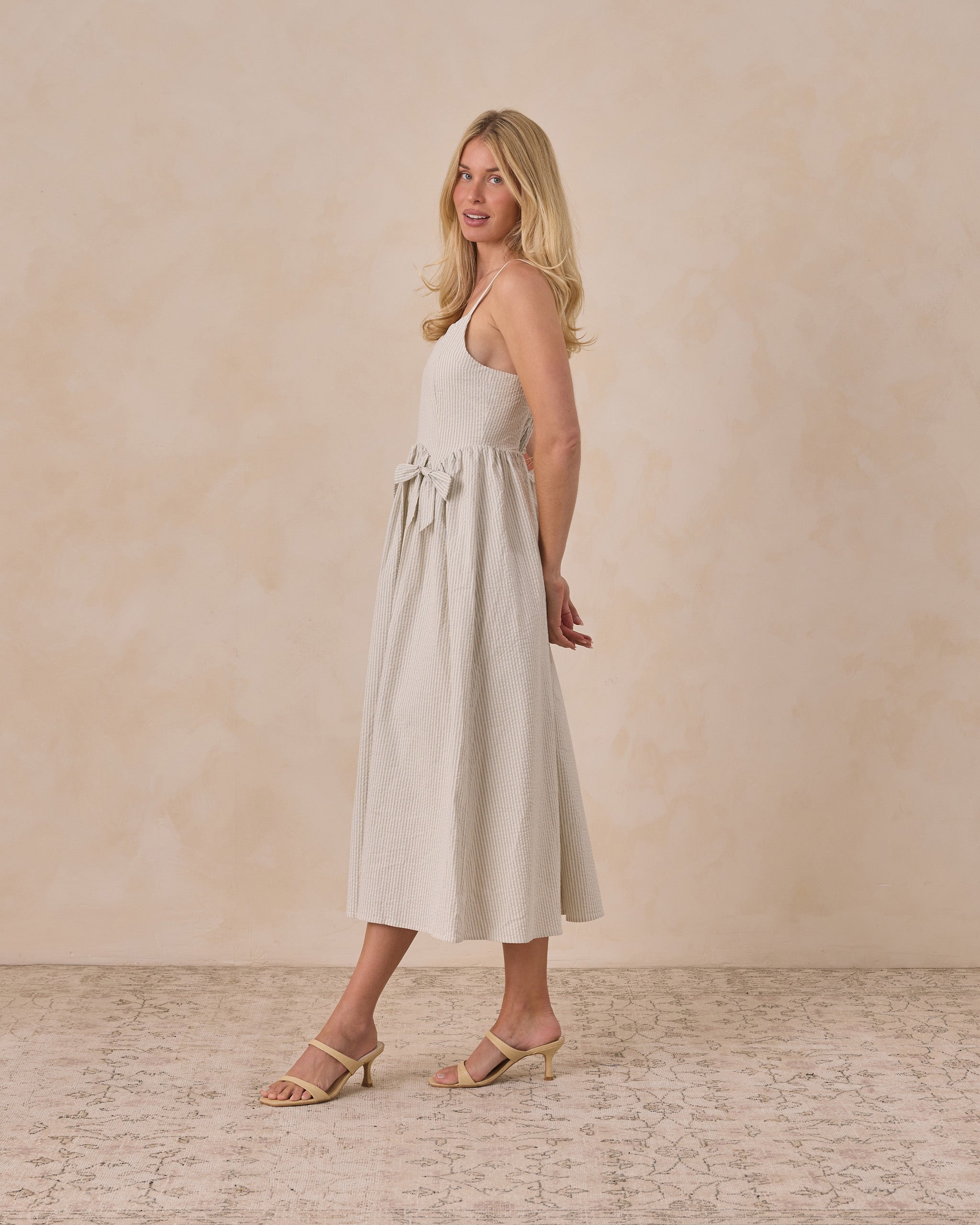 Women's Beatrice Midi Dress Sky Stripe - Rylee + Cru | Kids Clothes | Trendy Baby Clothes | Modern Infant Outfits |