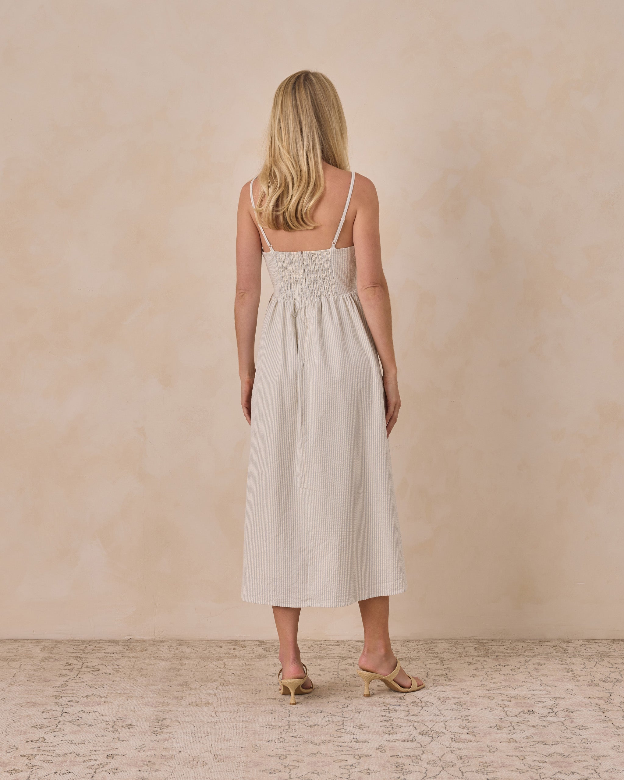 Women's Beatrice Midi Dress Sky Stripe - Rylee + Cru | Kids Clothes | Trendy Baby Clothes | Modern Infant Outfits |