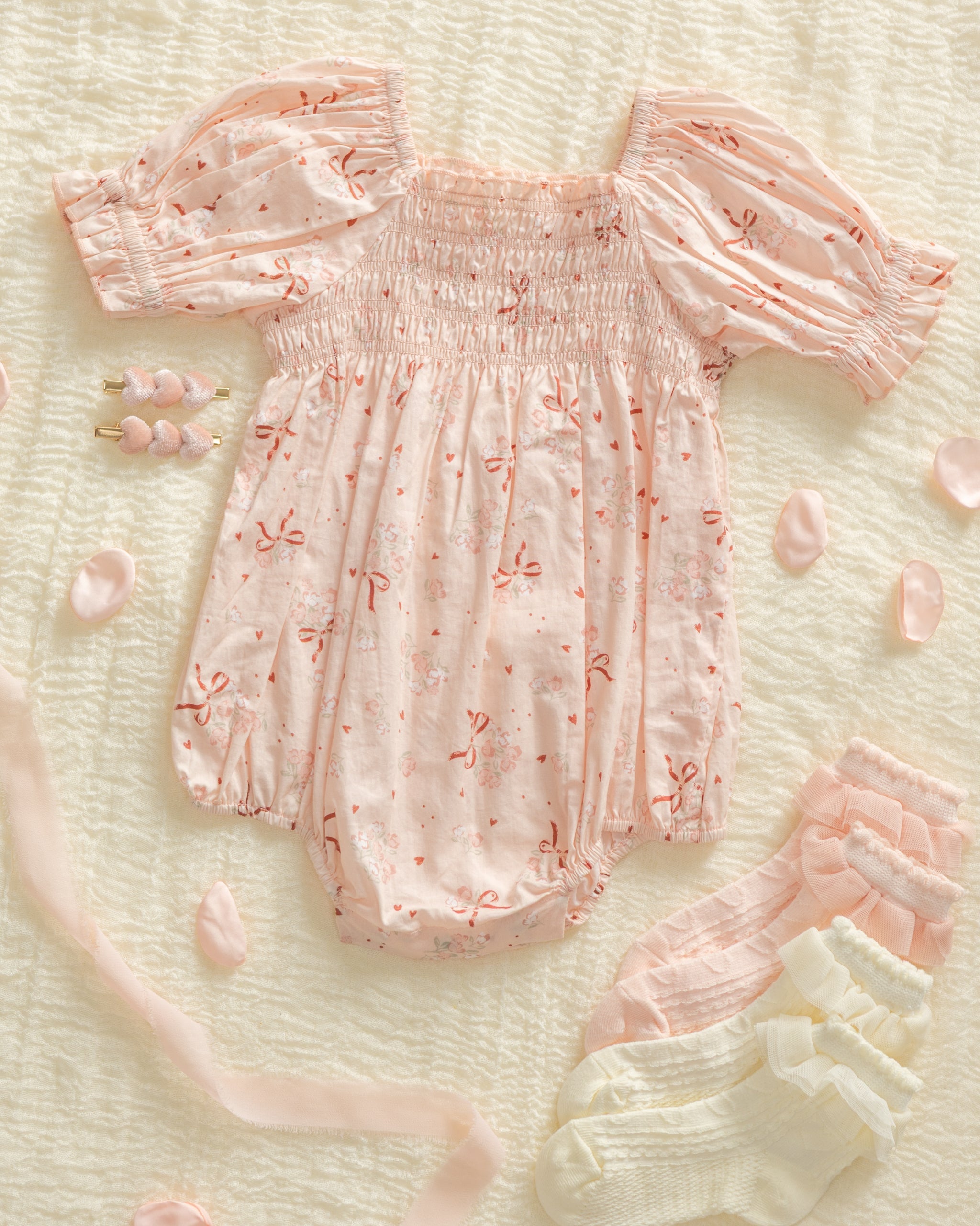 Ruffle Socks Ivory, Blush