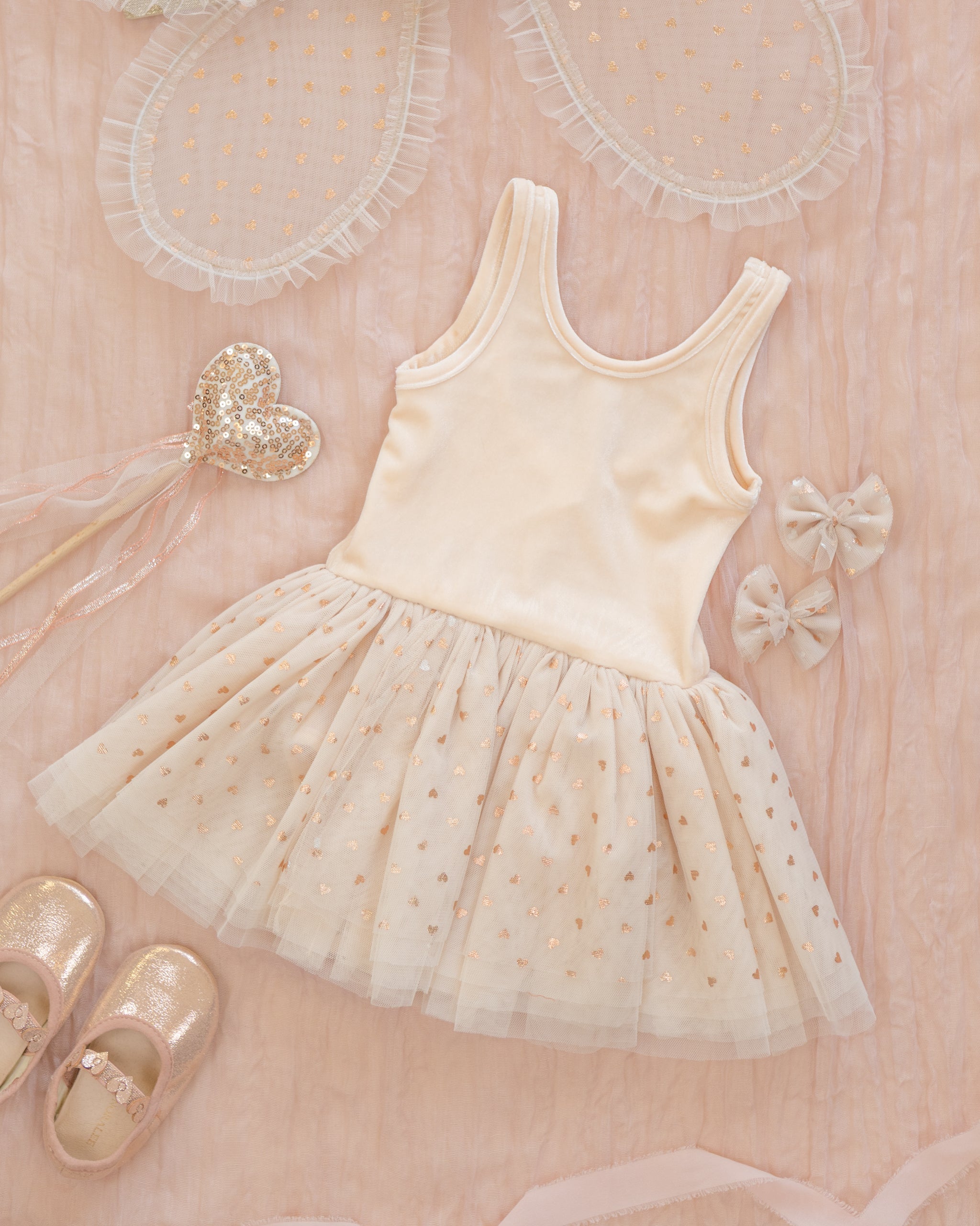 Flutter Tulle Clips Rose Gold Hearts