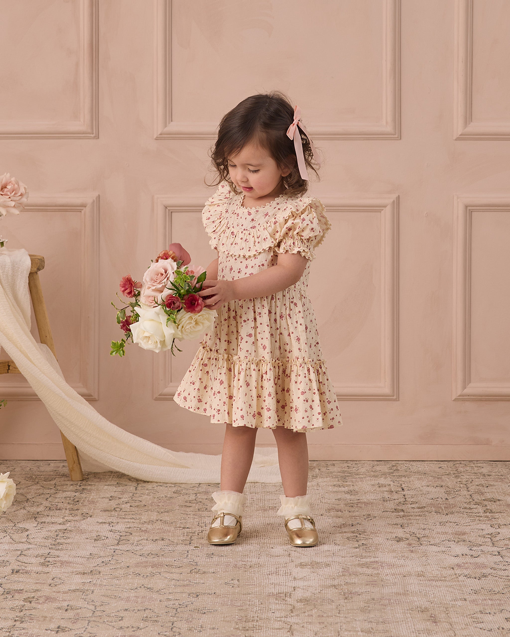 Ruffle Socks Ivory, Blush