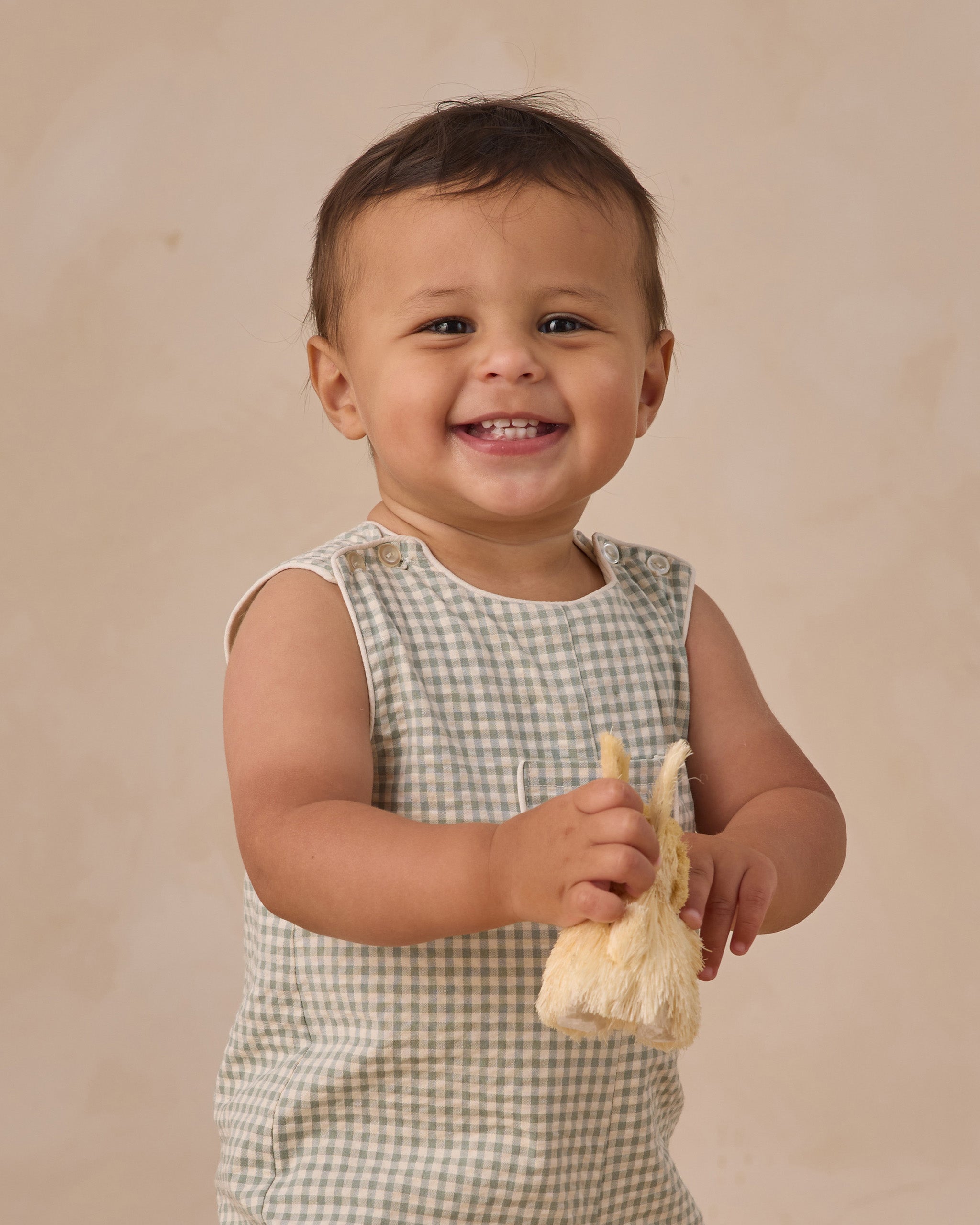 Georgie Romper Eucalyptus Check - Rylee + Cru | Kids Clothes | Trendy Baby Clothes | Modern Infant Outfits |