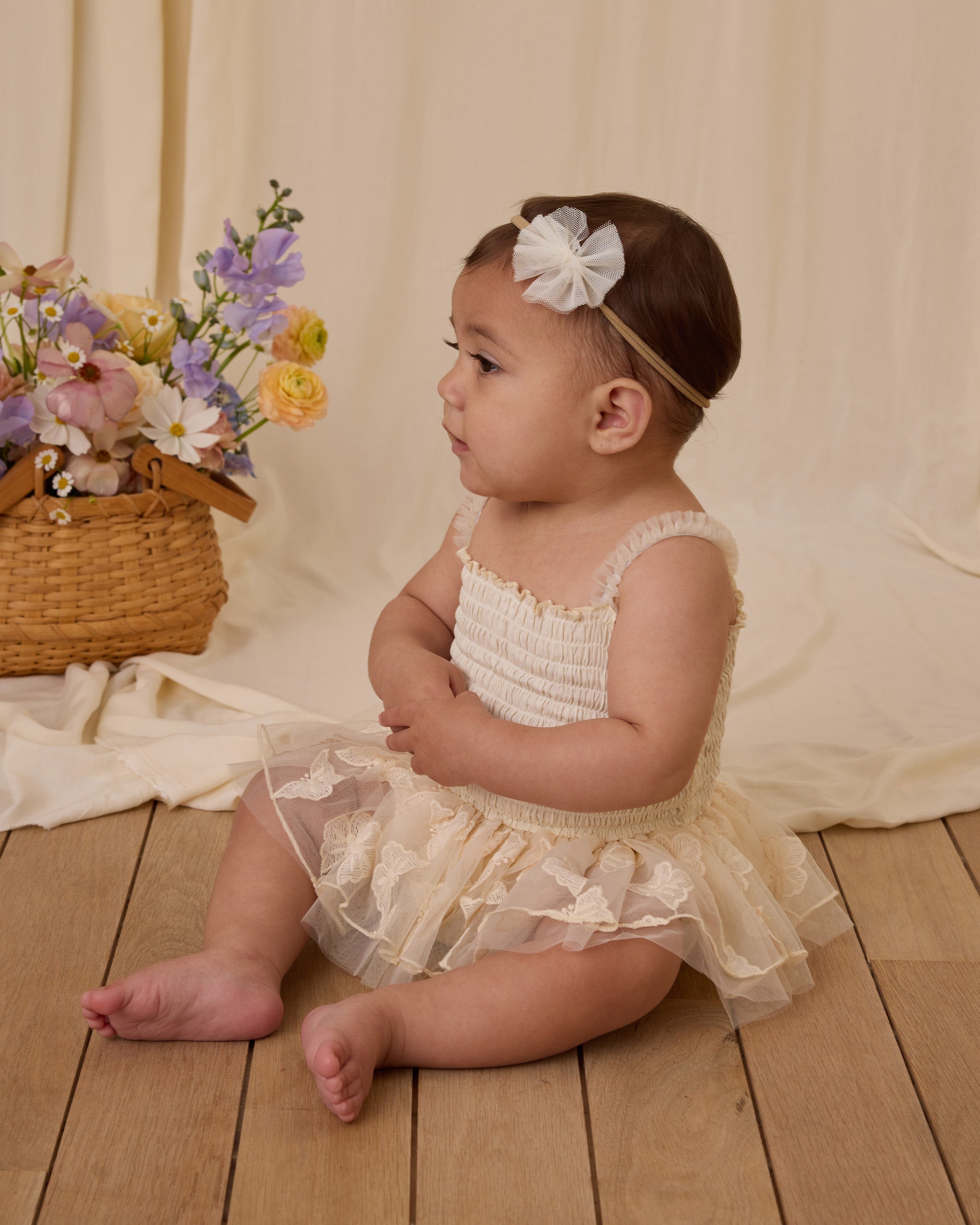 Flutter Tulle Headband || Ivory