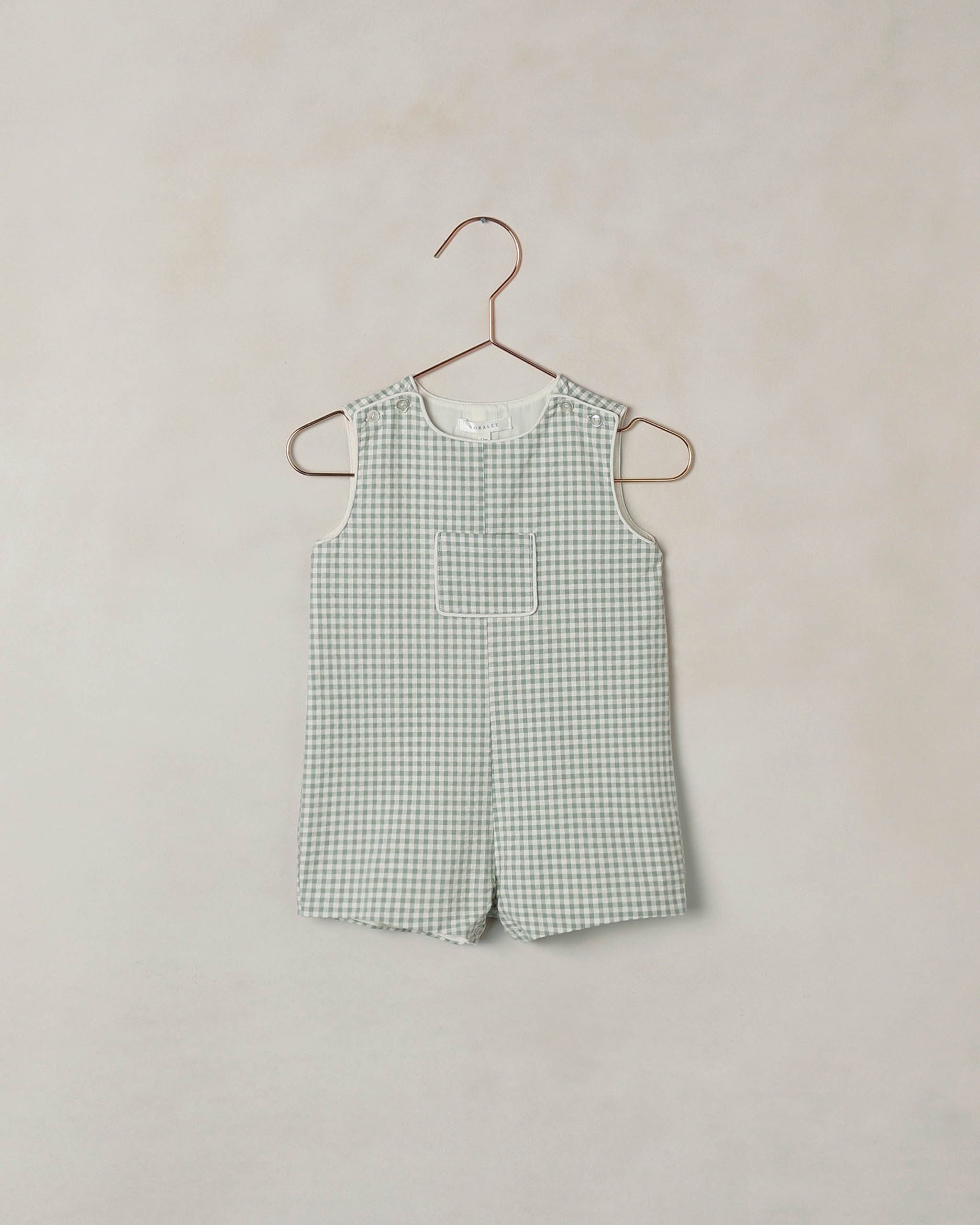 Georgie Romper Eucalyptus Check - Rylee + Cru | Kids Clothes | Trendy Baby Clothes | Modern Infant Outfits |