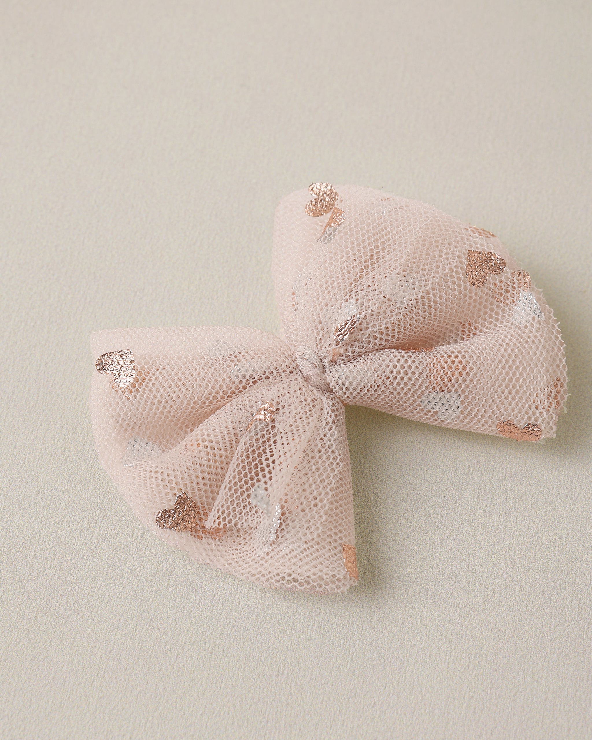 Flutter Tulle Clips Rose Gold Hearts