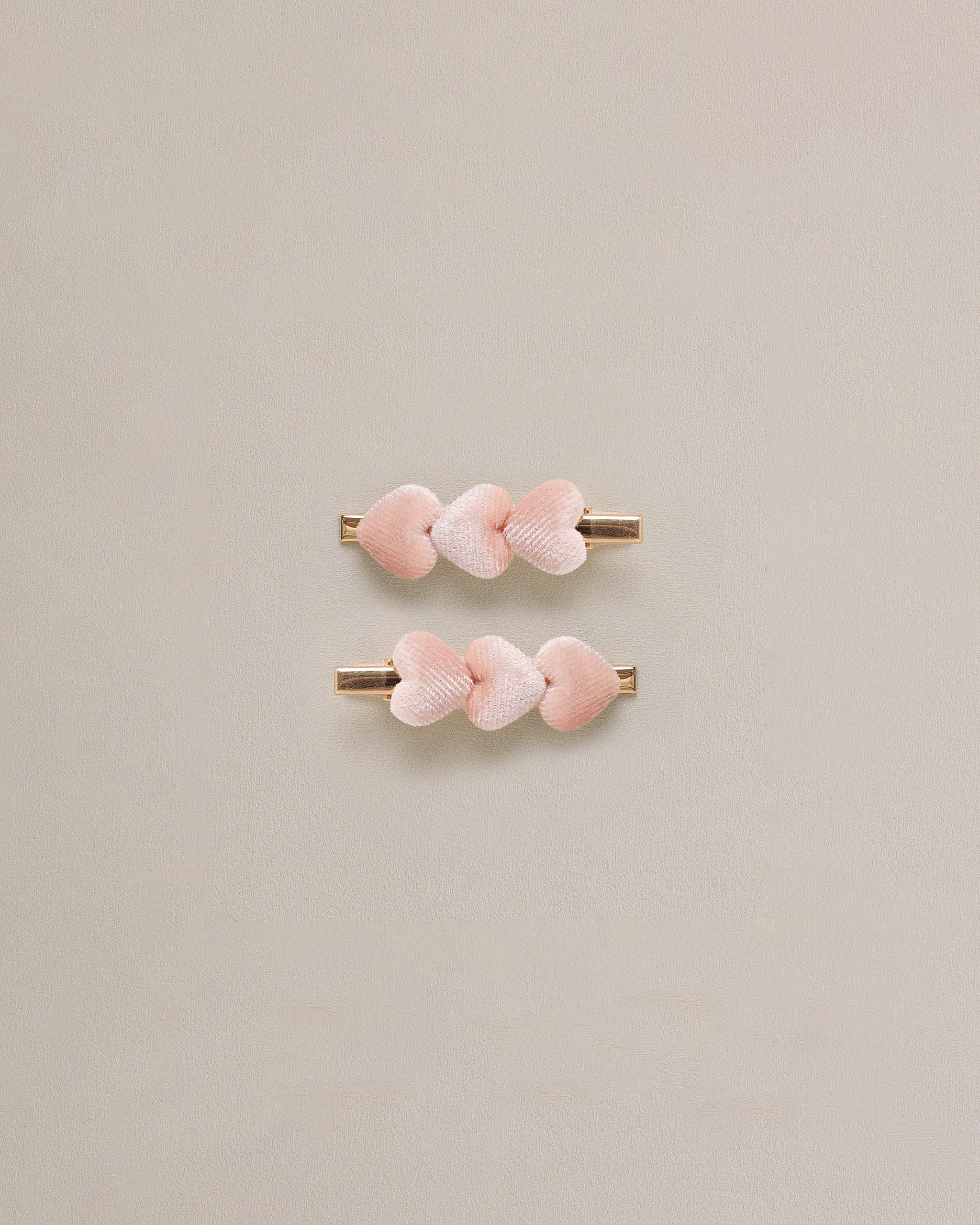 Velvet Heart Clips Pink
