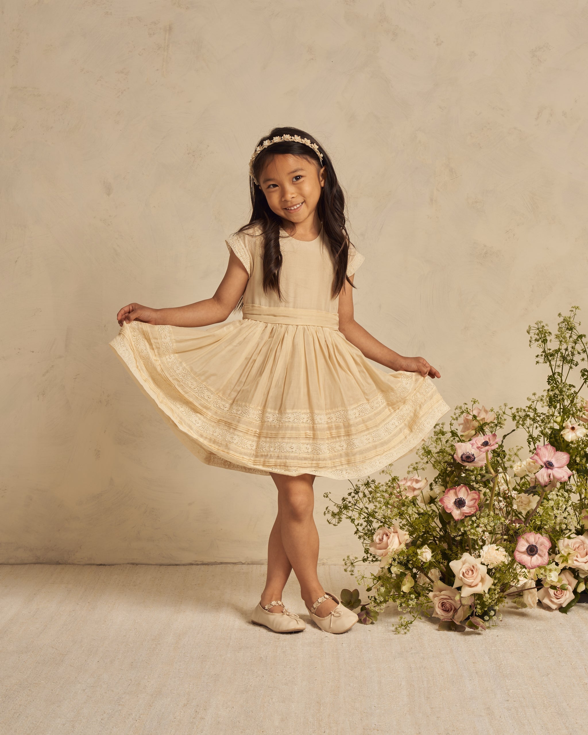 Dahlia Dress || Champagne - Rylee + Cru | Kids Clothes | Trendy Baby Clothes | Modern Infant Outfits |