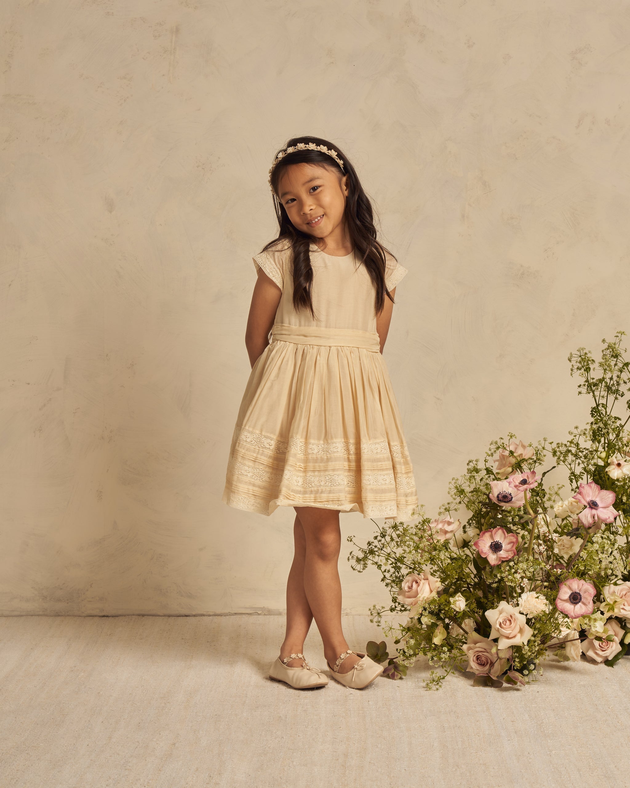 Dahlia Dress || Champagne - Rylee + Cru | Kids Clothes | Trendy Baby Clothes | Modern Infant Outfits |