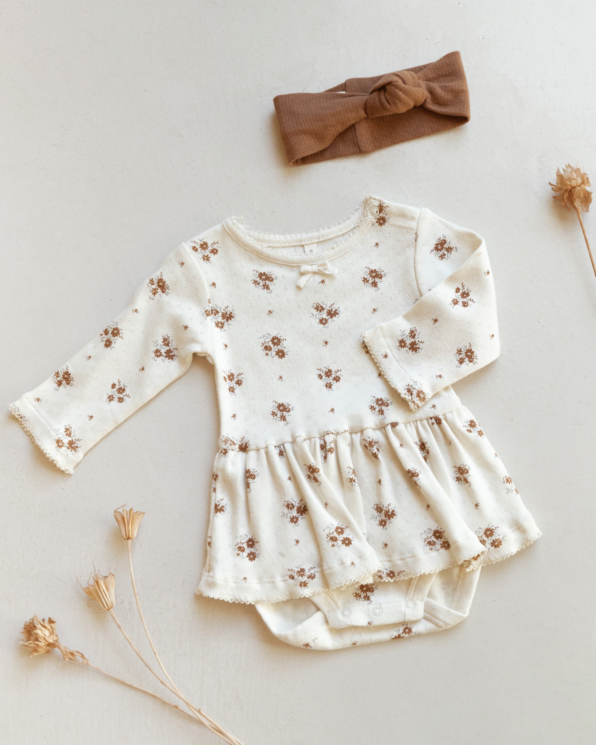 Pointelle Skirted Bodysuit || Autumn Flora