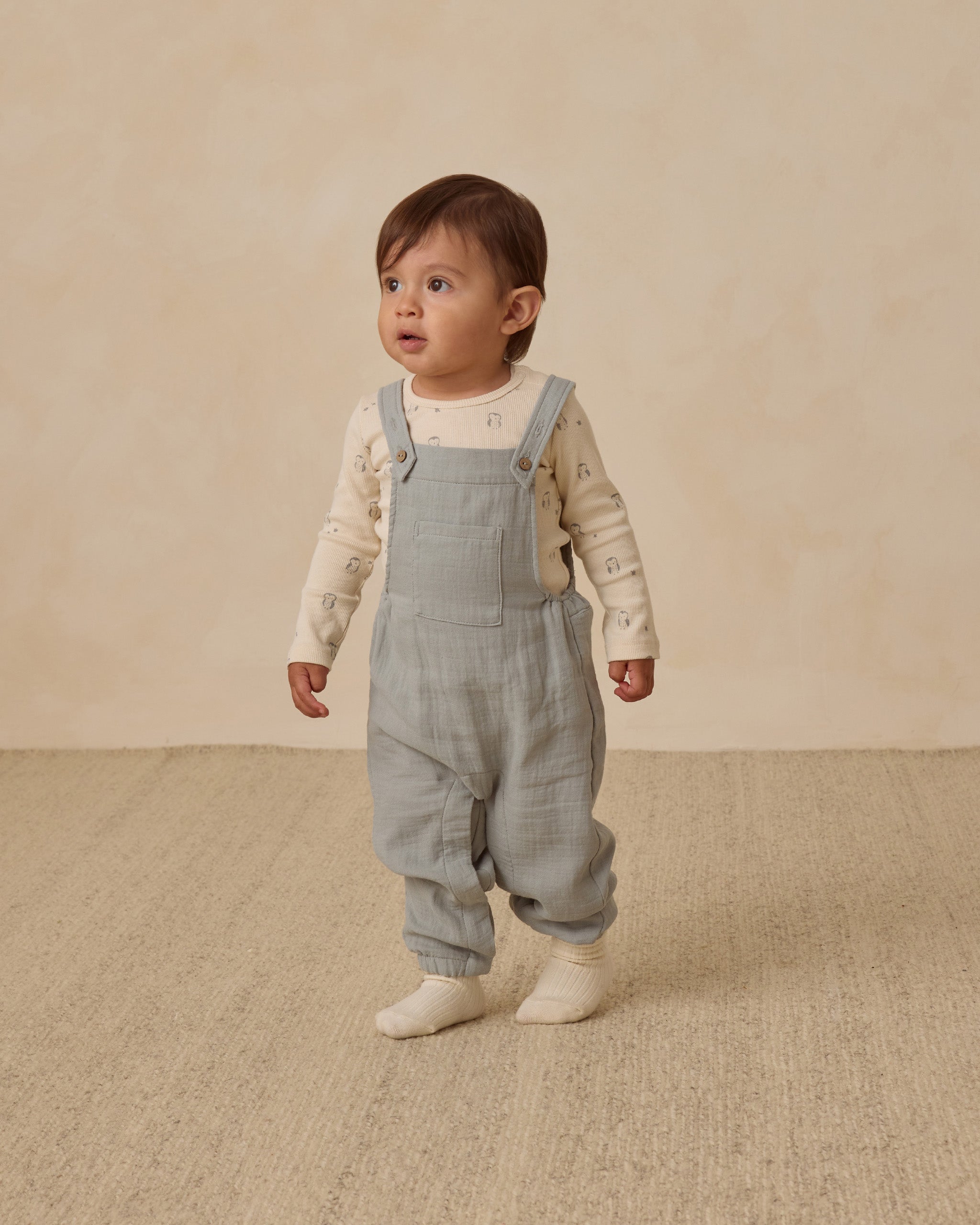 Ribbed Bodysuit, 2 Pack || Steel Blue Micro Stripe, Owls