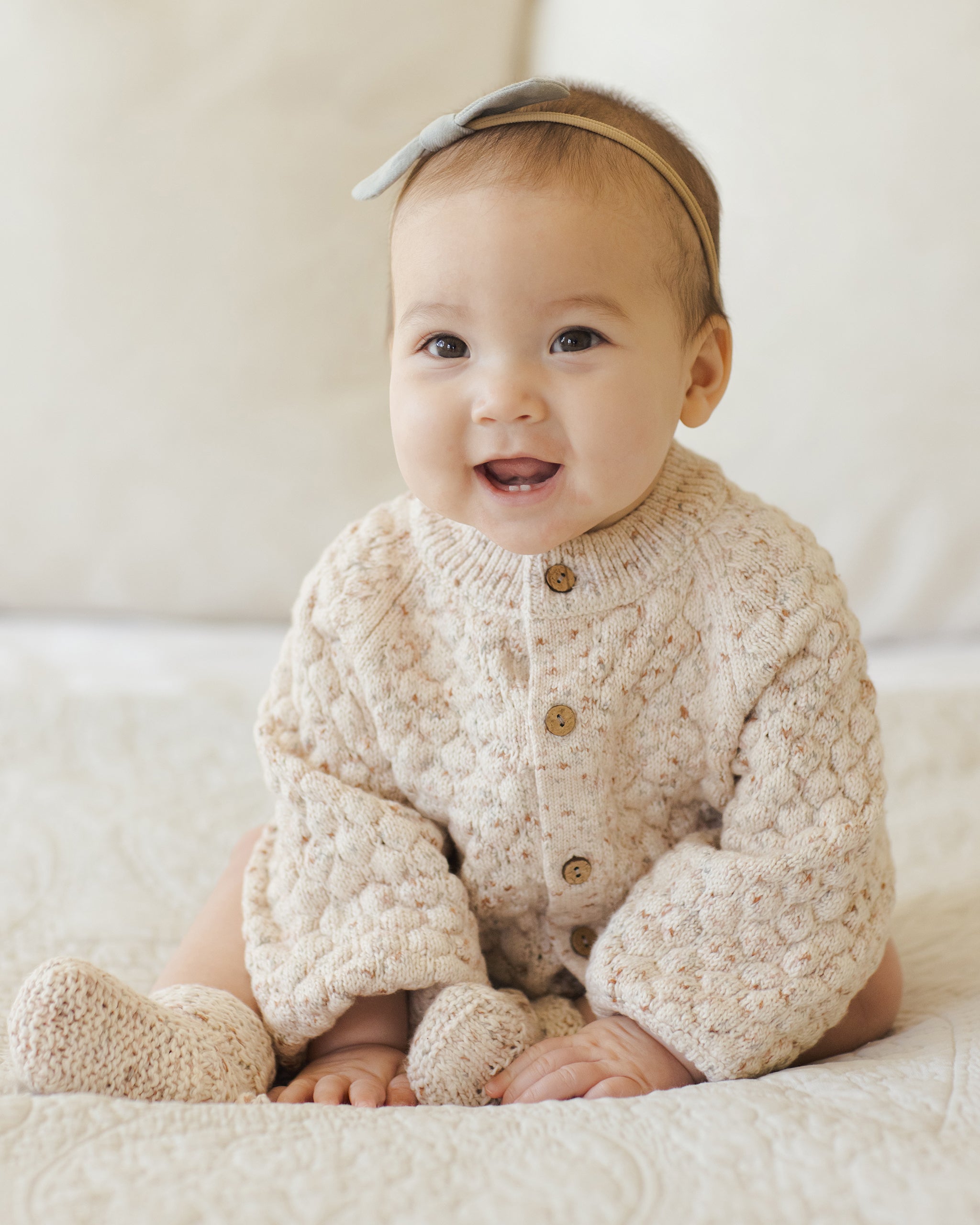 Bubble Knit Cardigan || Natural Confetti