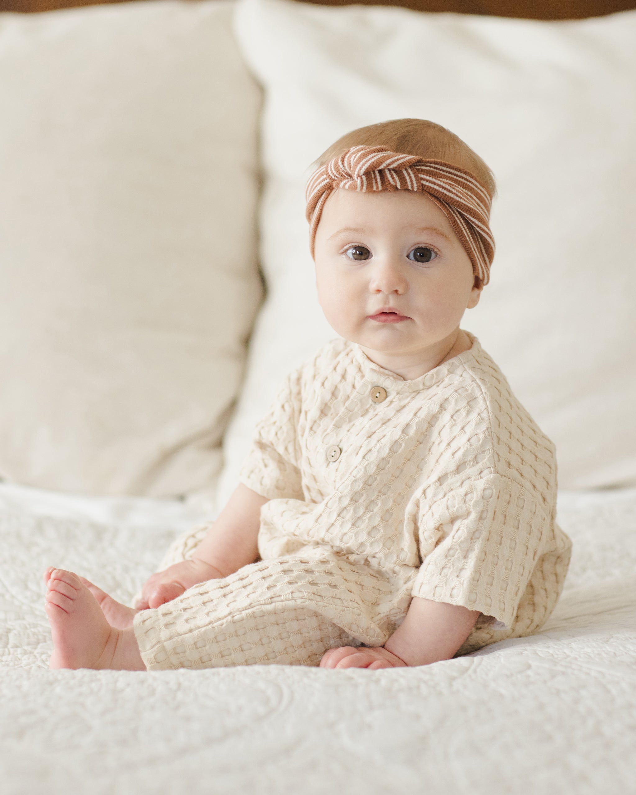 Ribbed Knotted Headband || Cedar Micro Stripe