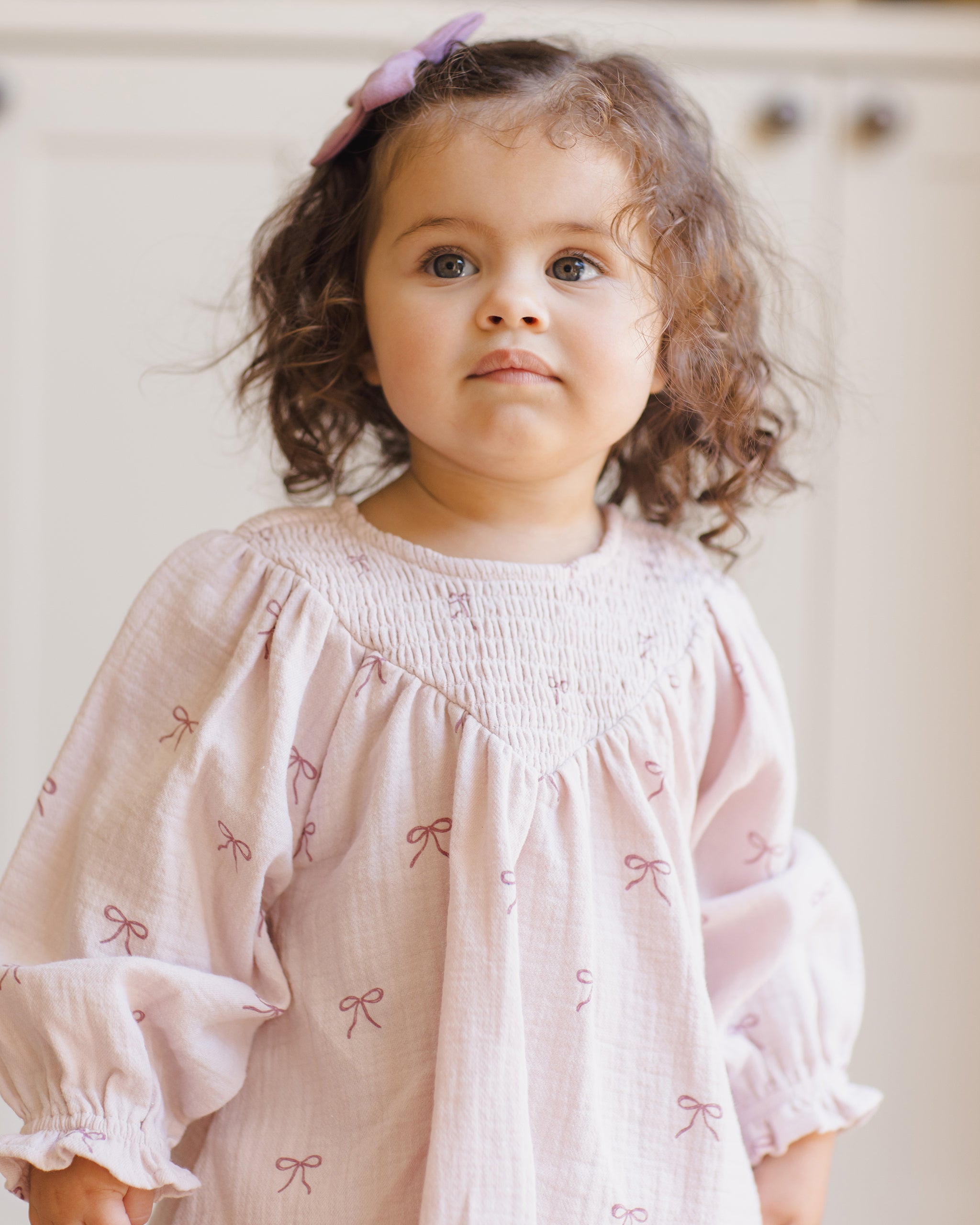 V Smocked Dress Bows Quincy Mae