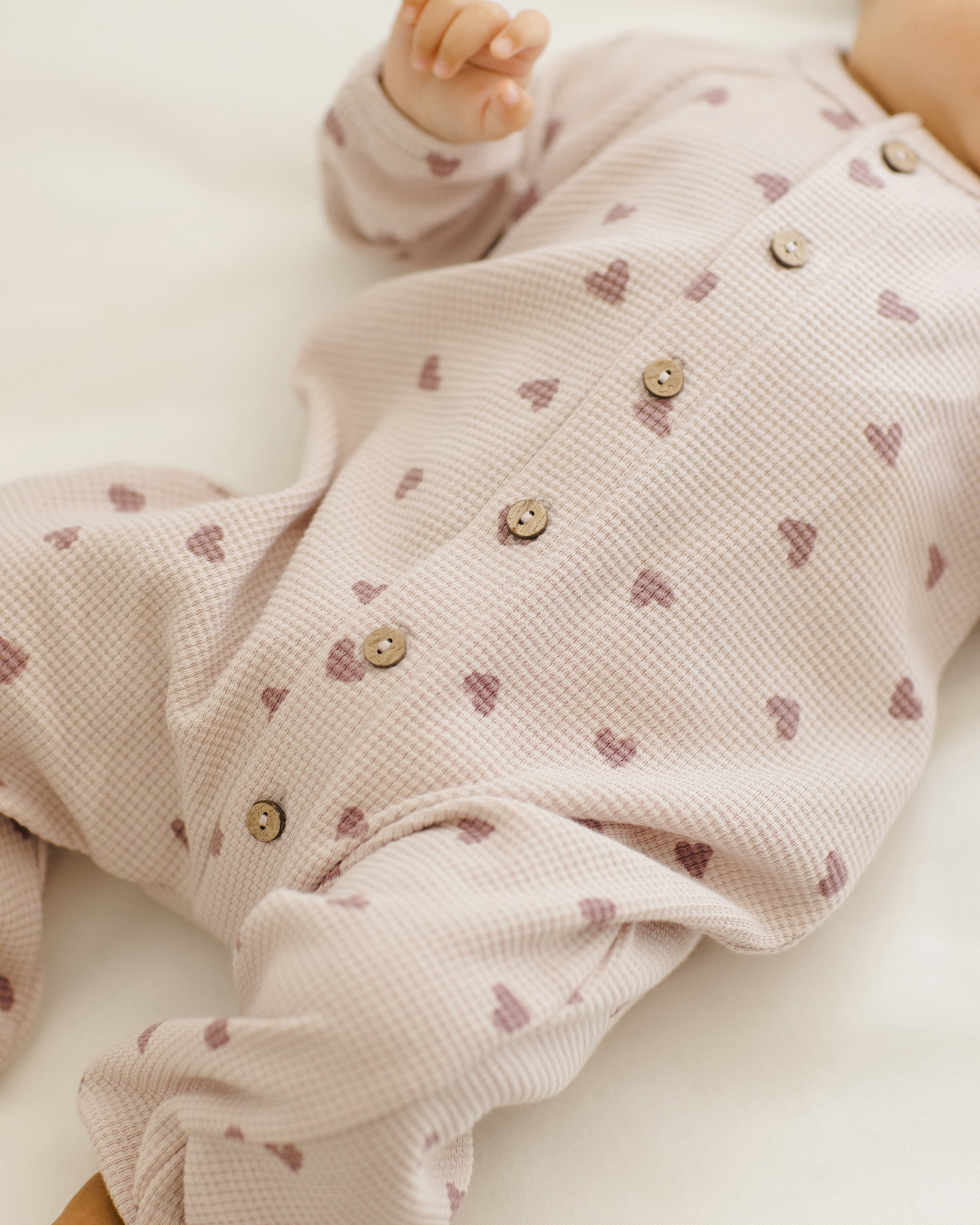 Waffle Long Sleeve Jumpsuit || Hearts