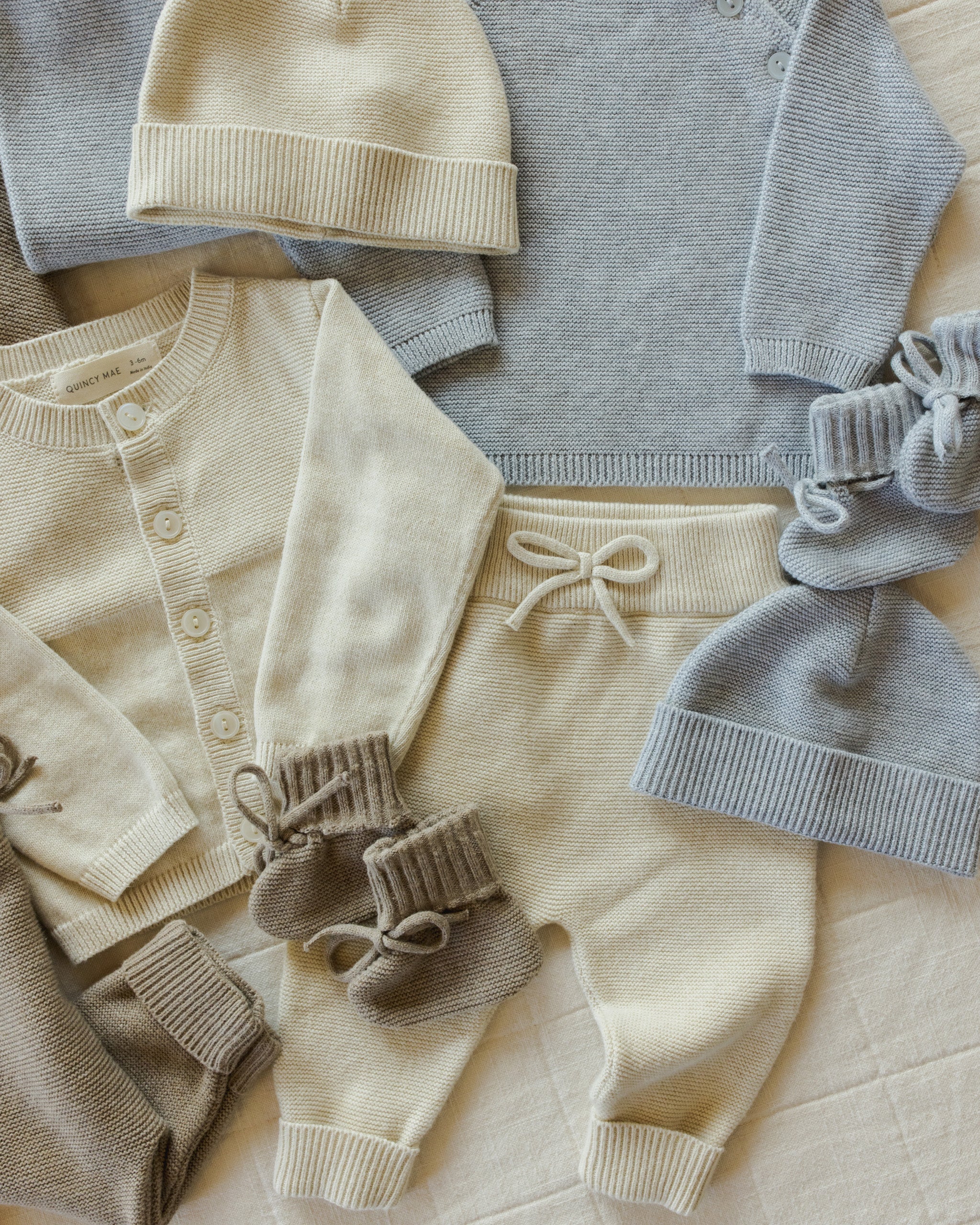 Knit Booties || Heathered Dusty Blue - Rylee + Cru | Kids Clothes | Trendy Baby Clothes | Modern Infant Outfits |