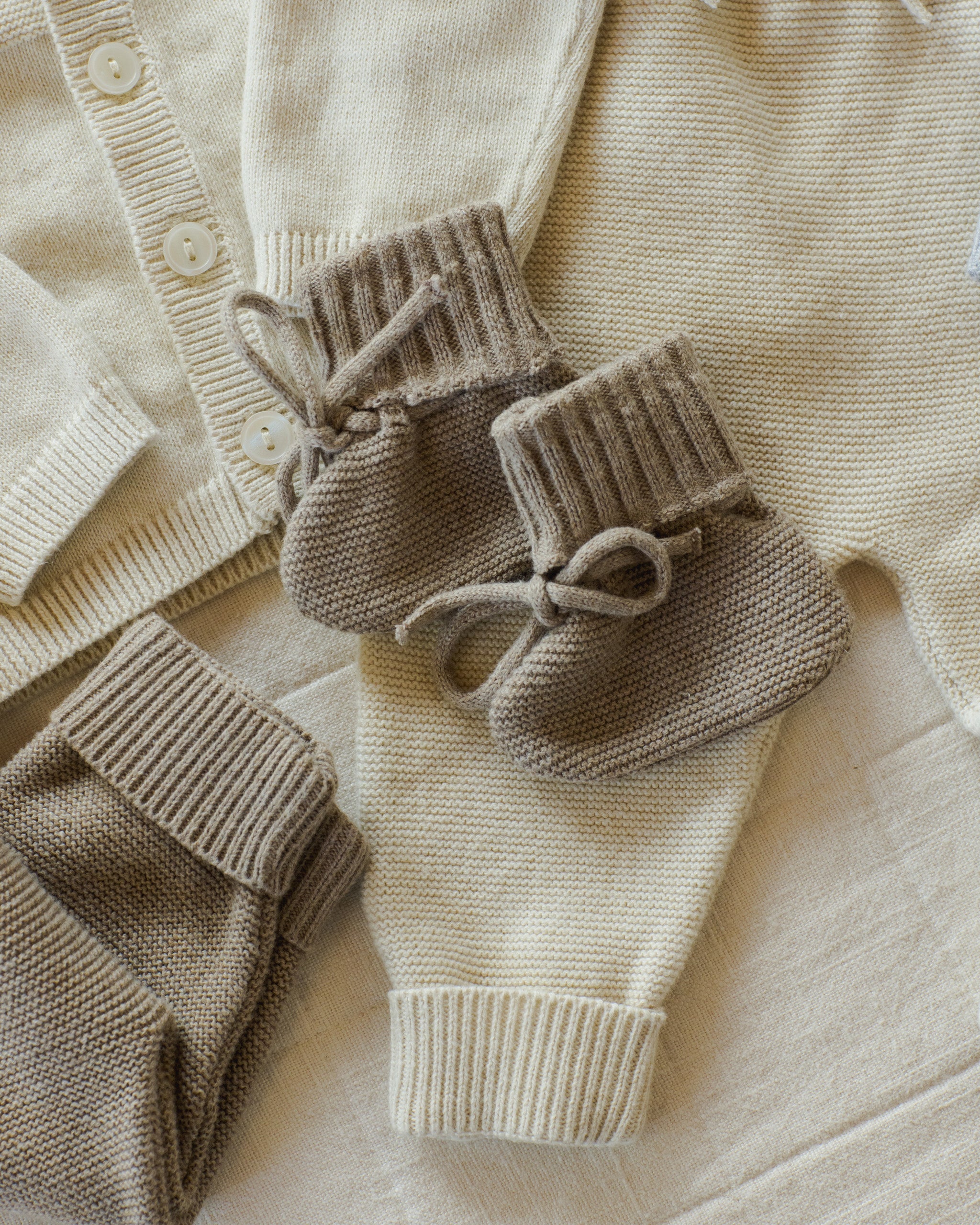 Knit Booties || Heathered Mocha - Rylee + Cru | Kids Clothes | Trendy Baby Clothes | Modern Infant Outfits |