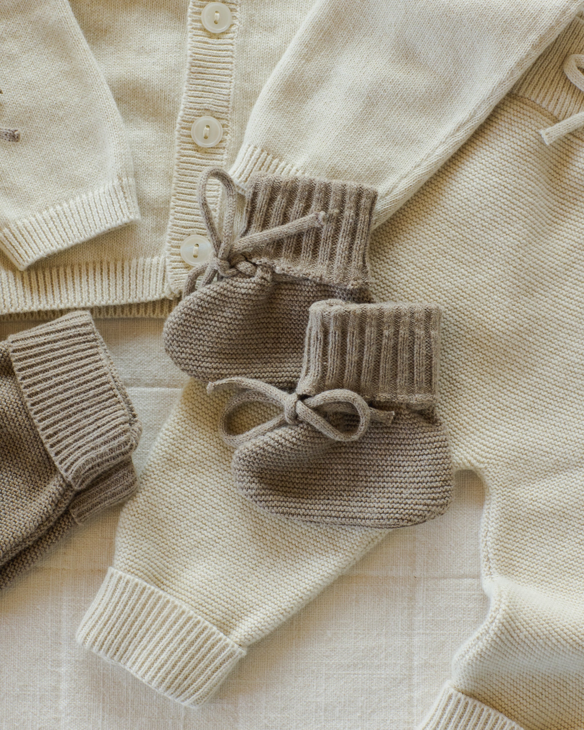 Knit Booties || Heathered Mocha - Rylee + Cru | Kids Clothes | Trendy Baby Clothes | Modern Infant Outfits |