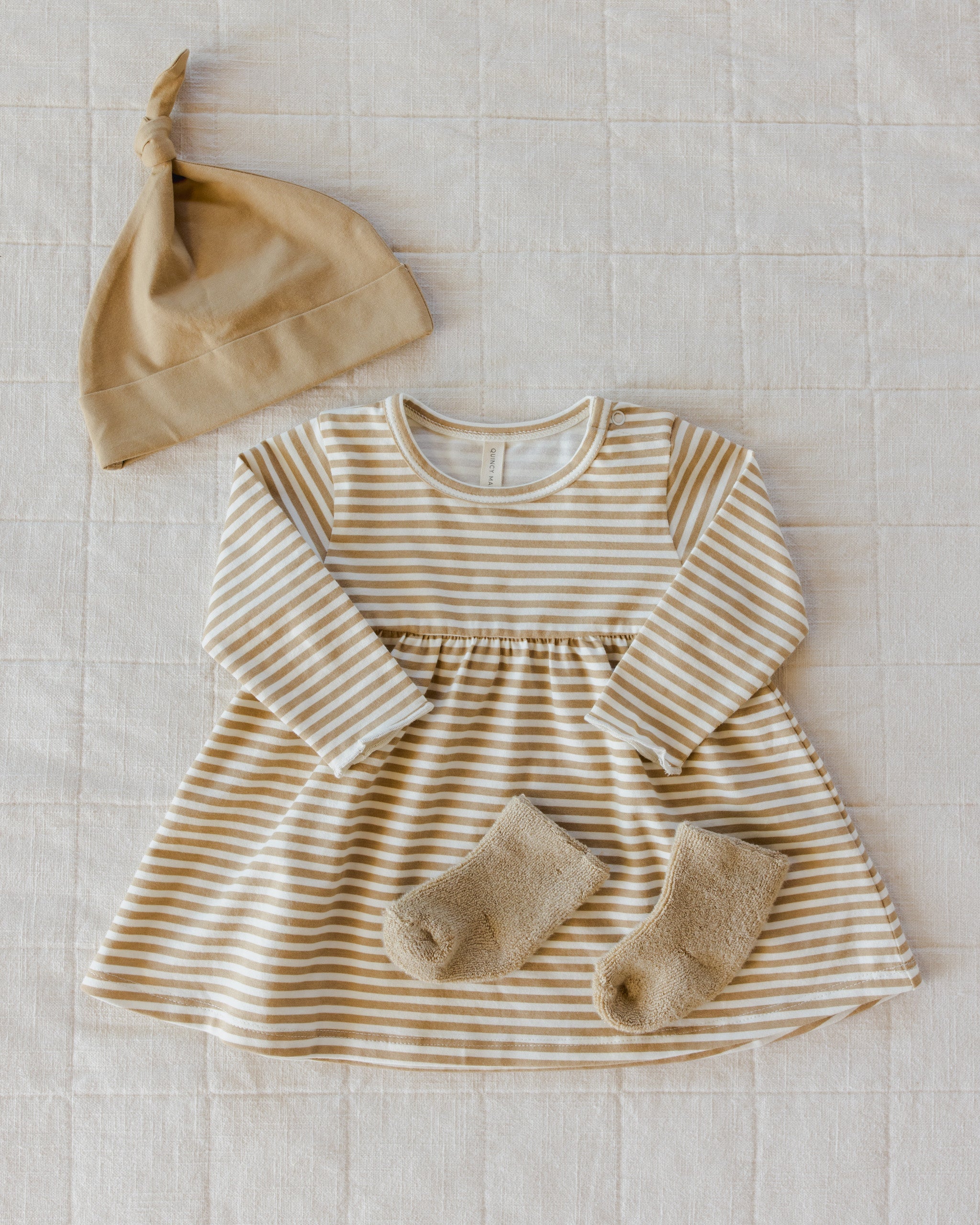 Long Sleeve Baby Dress || Honey Stripe - Rylee + Cru | Kids Clothes | Trendy Baby Clothes | Modern Infant Outfits |