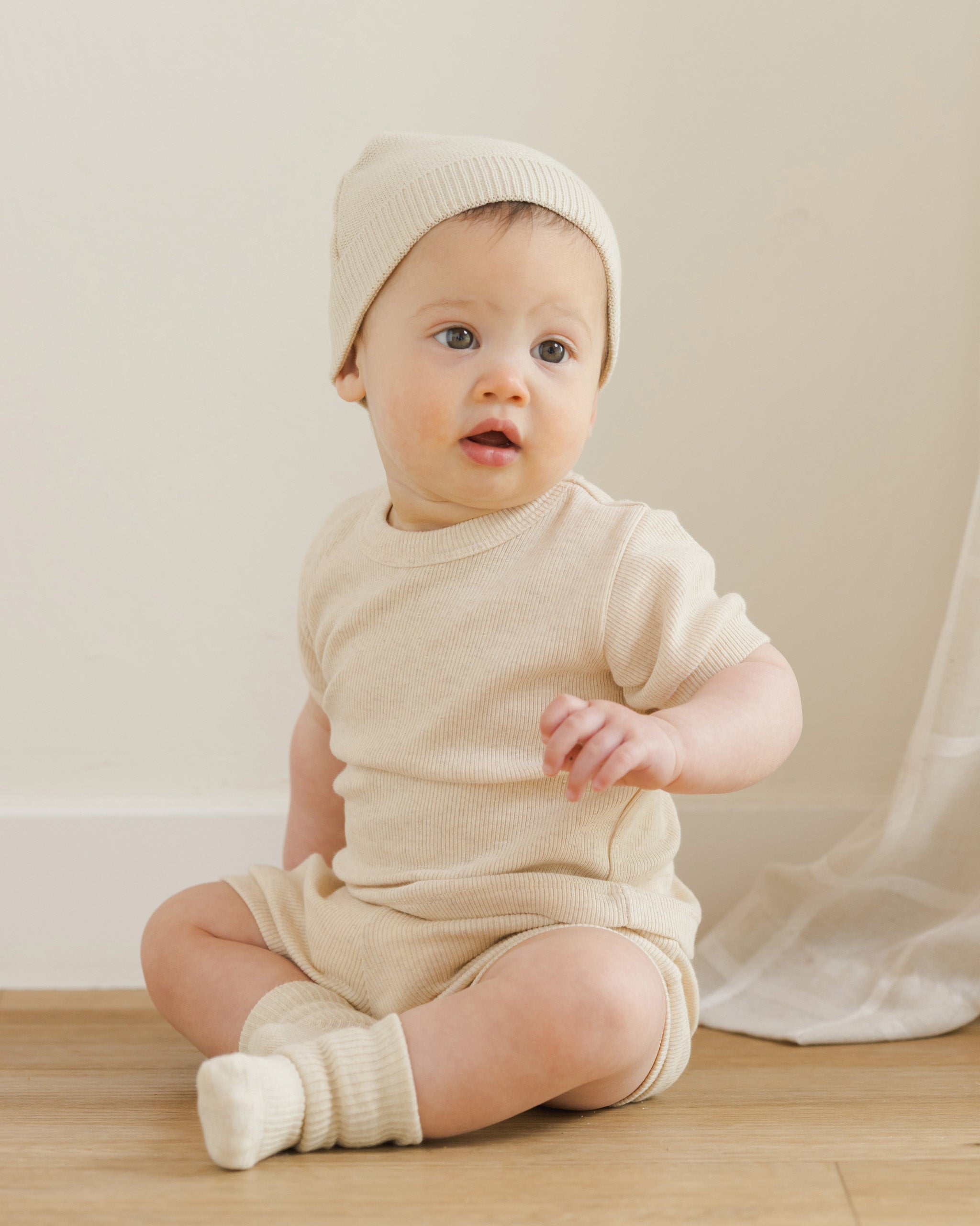 Ribbed Shortie Set || Oatmeal - Rylee + Cru | Kids Clothes | Trendy Baby Clothes | Modern Infant Outfits |