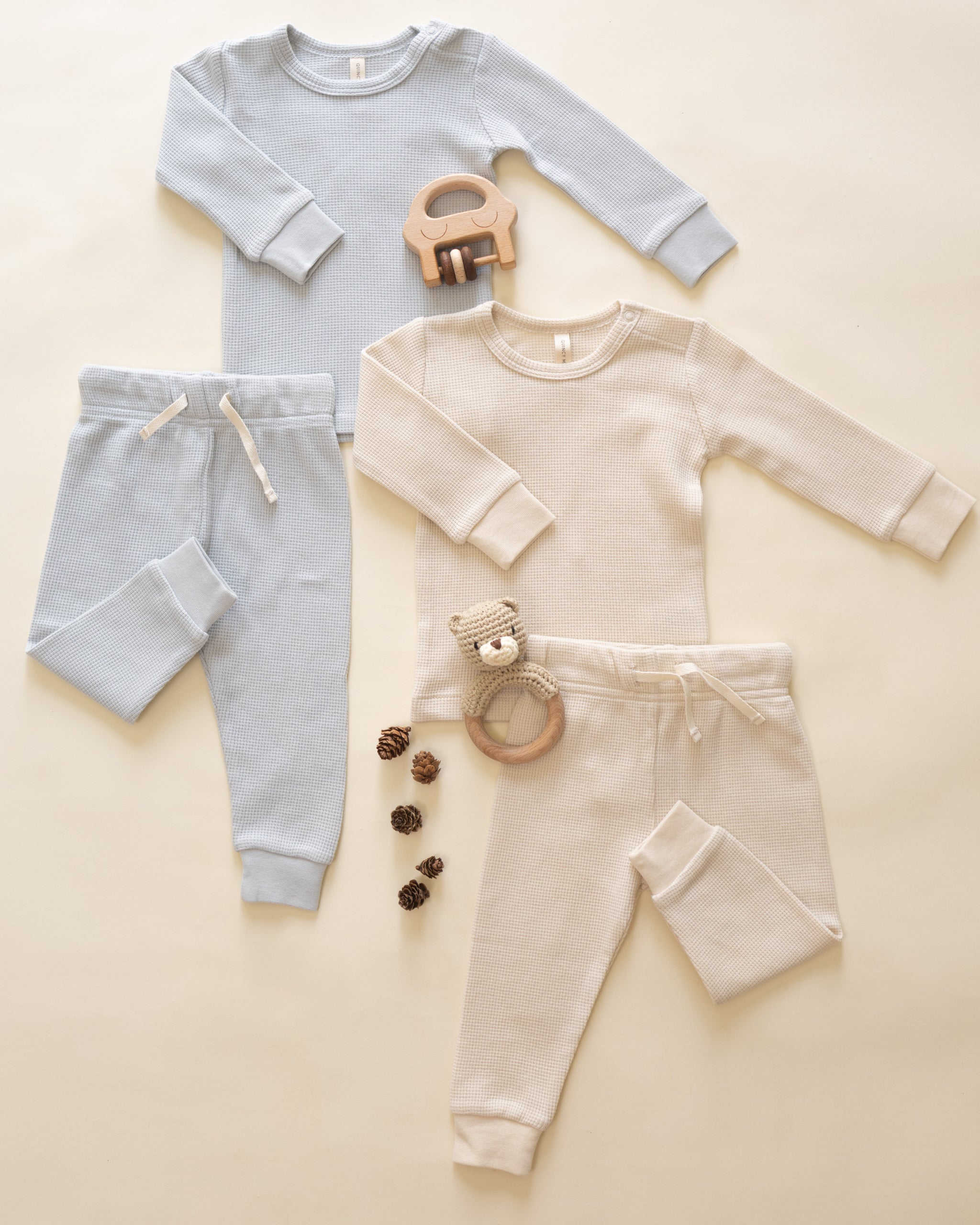 Waffle Top + Pant Set || Natural