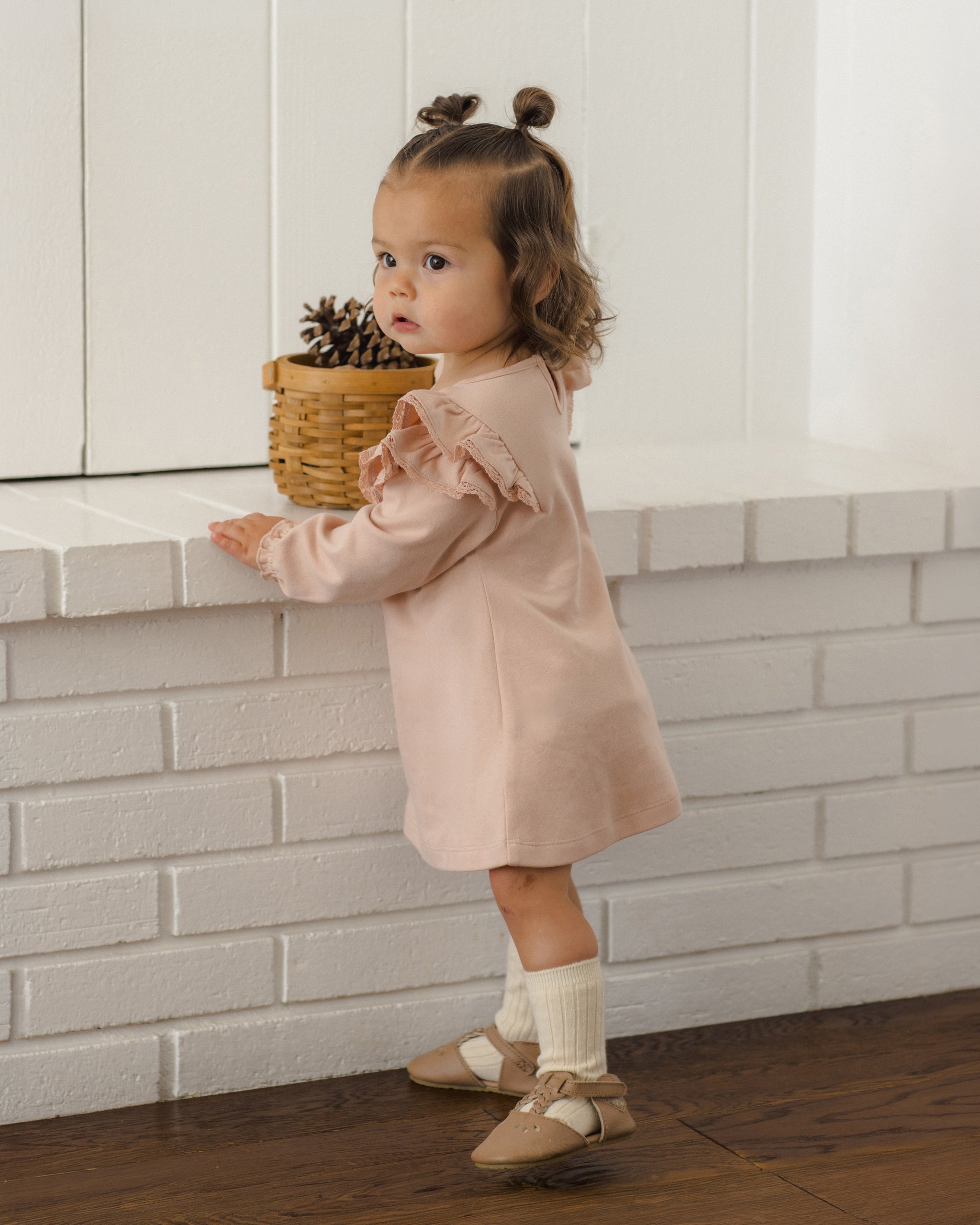 Long Sleeve Flutter Dress Dusty Rose - Rylee + Cru | Kids Clothes | Trendy Baby Clothes | Modern Infant Outfits |