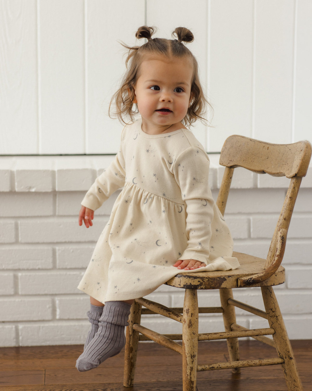 Ribbed Long Sleeve Dress Celestial