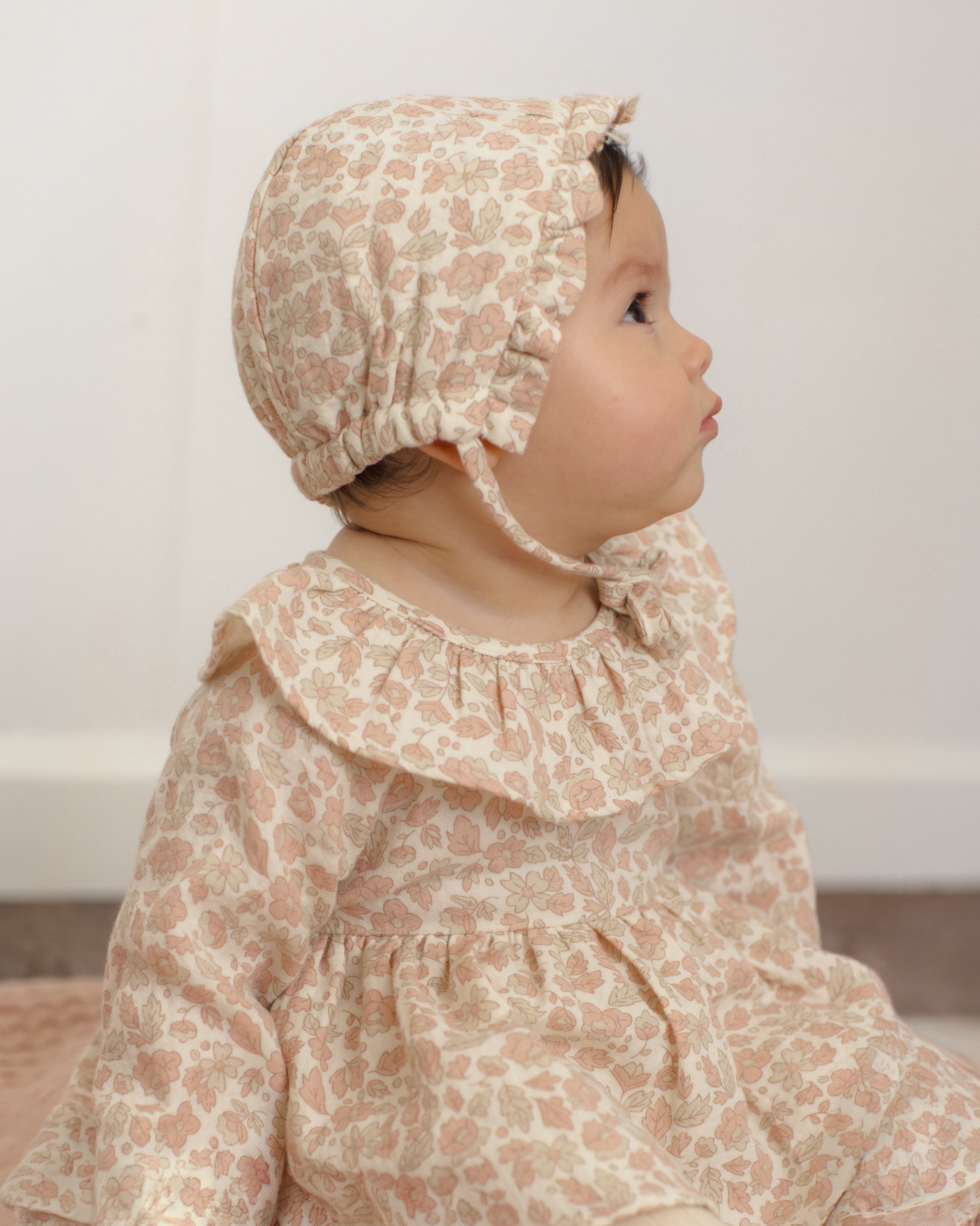 Woven Ruffle Bonnet Pink Blossom - Rylee + Cru | Kids Clothes | Trendy Baby Clothes | Modern Infant Outfits |