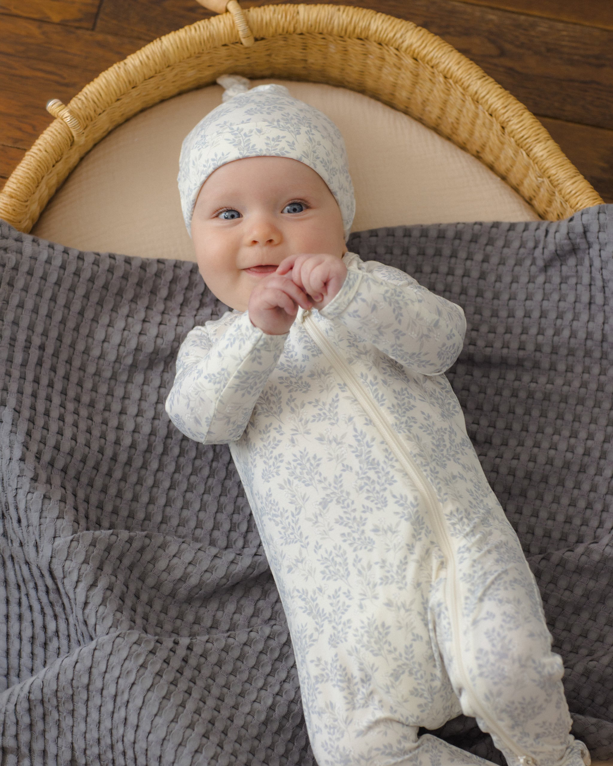 Bamboo Zip Footie Cloud Floral - Rylee + Cru | Kids Clothes | Trendy Baby Clothes | Modern Infant Outfits |